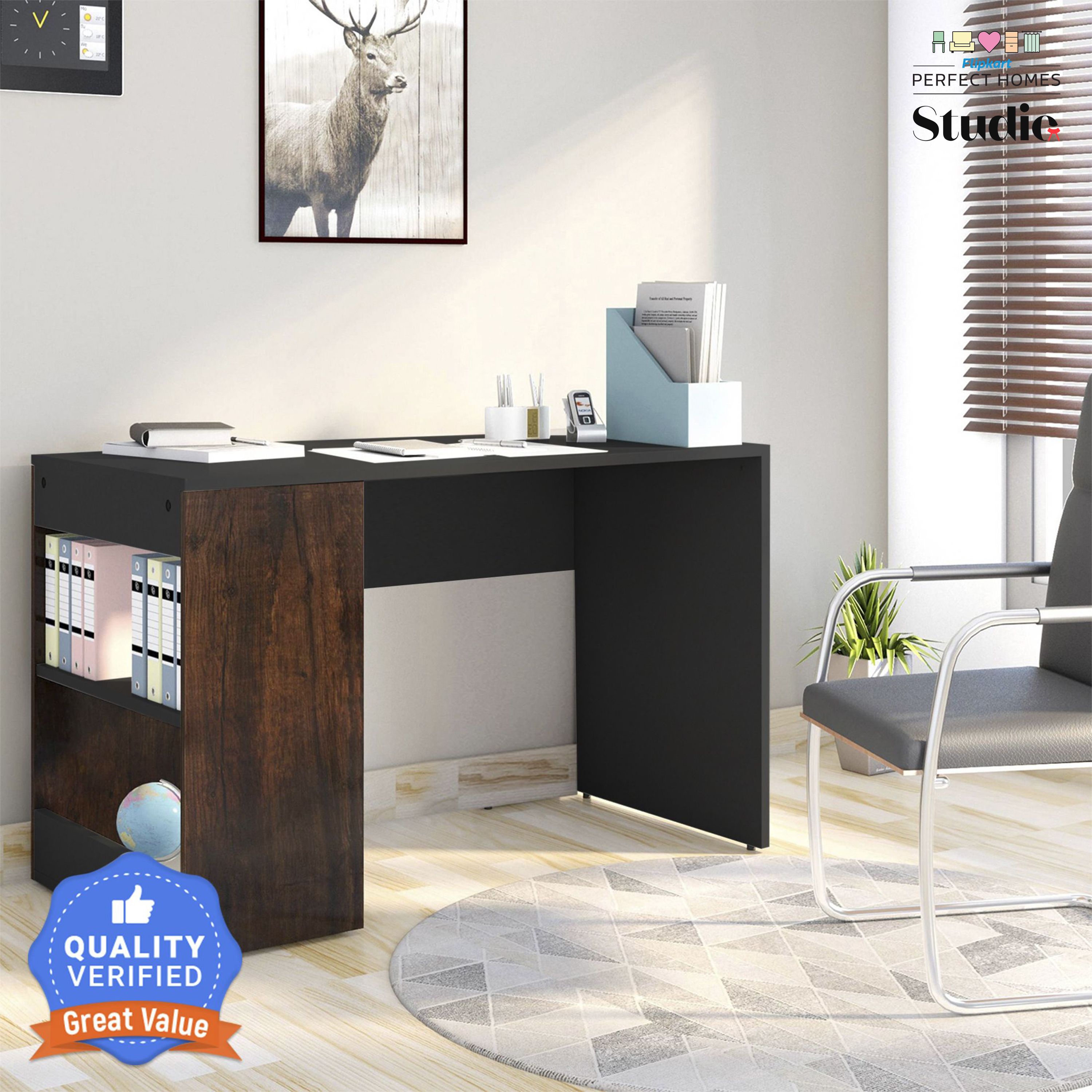 flipkart perfect homes studio Augustine Dual Tone Engineered Wood Study Table-picture-13