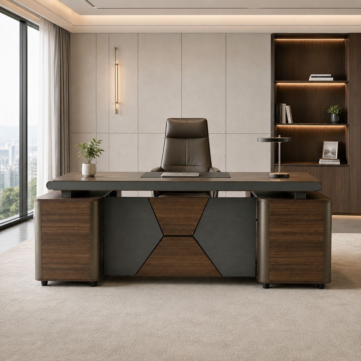 Modern Executive Office Desk | Action Tesa Board and high-density HDMR Desk Engineered Wood Office Table-image-21