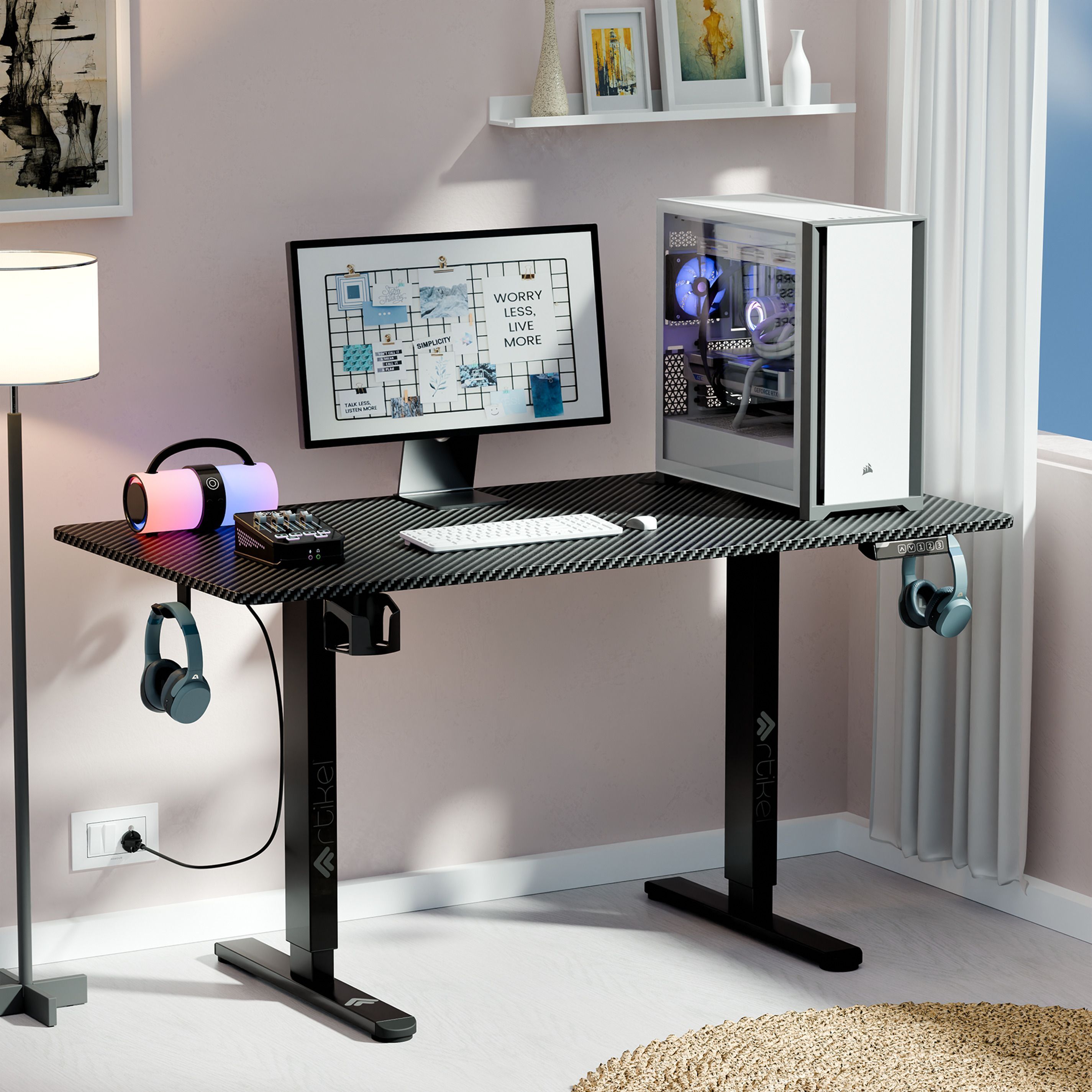 artikel Eco Electric Height Adjustable Table Sit Stand Desk Home & Office Workspace Engineered Wood Multipurpose Table-picture-13