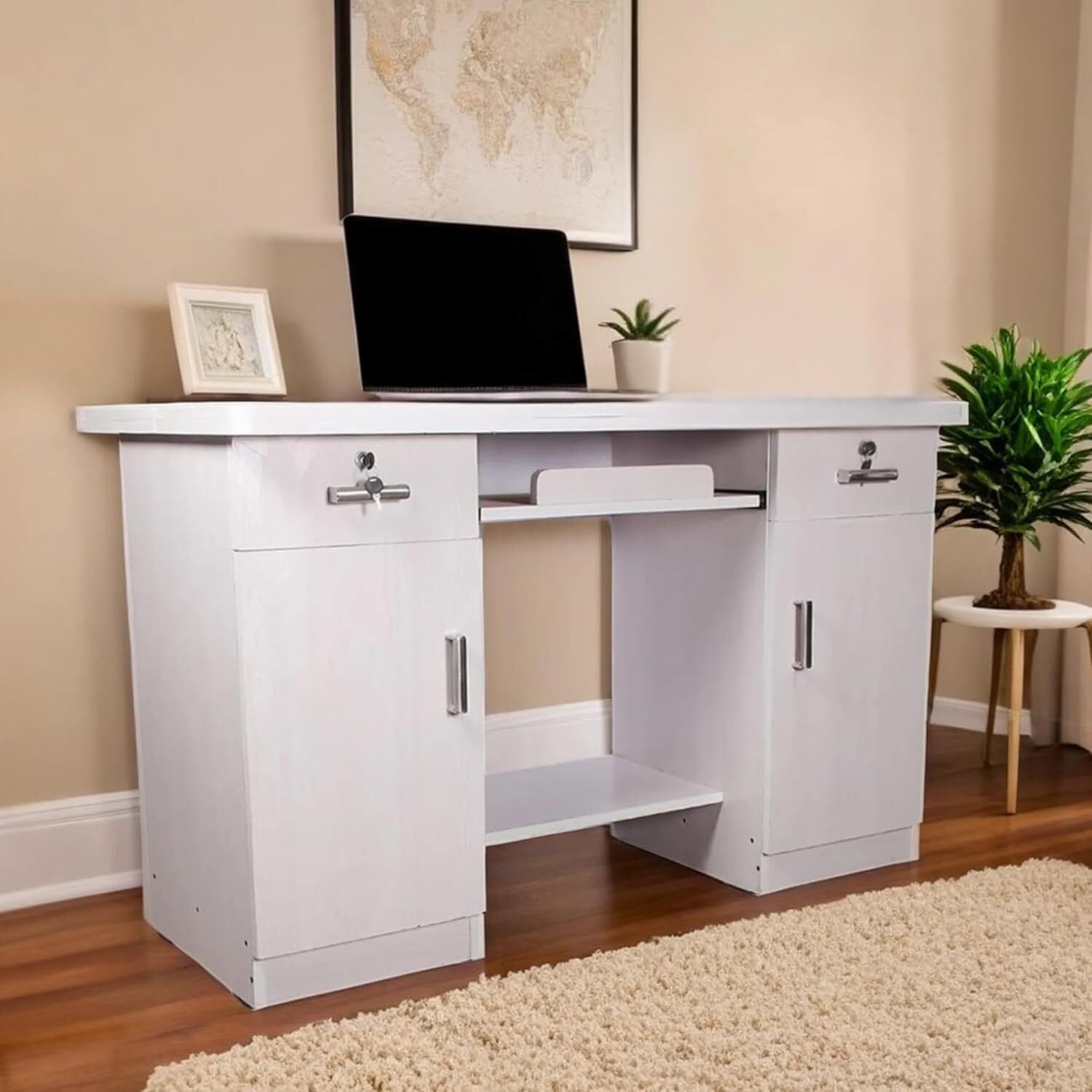 caspian Home & Office Table/Study Table with Drawer & Shelves | Work from Home Table Engineered Wood Study Table-picture-41