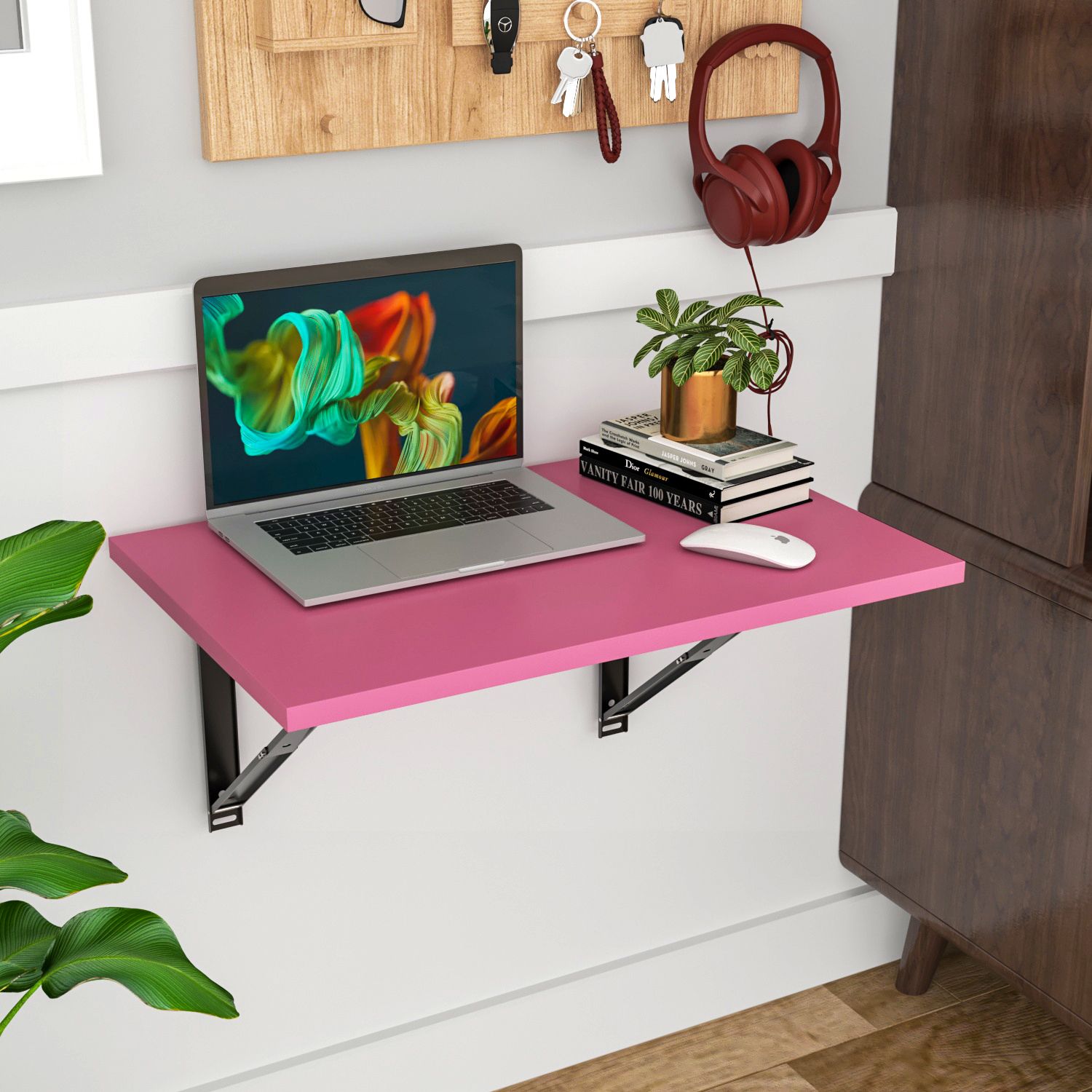 Wall Mounted Folding Kitchen and Computer Table, Wooden Study, Utility Table Wood Portable Laptop Table-image-4