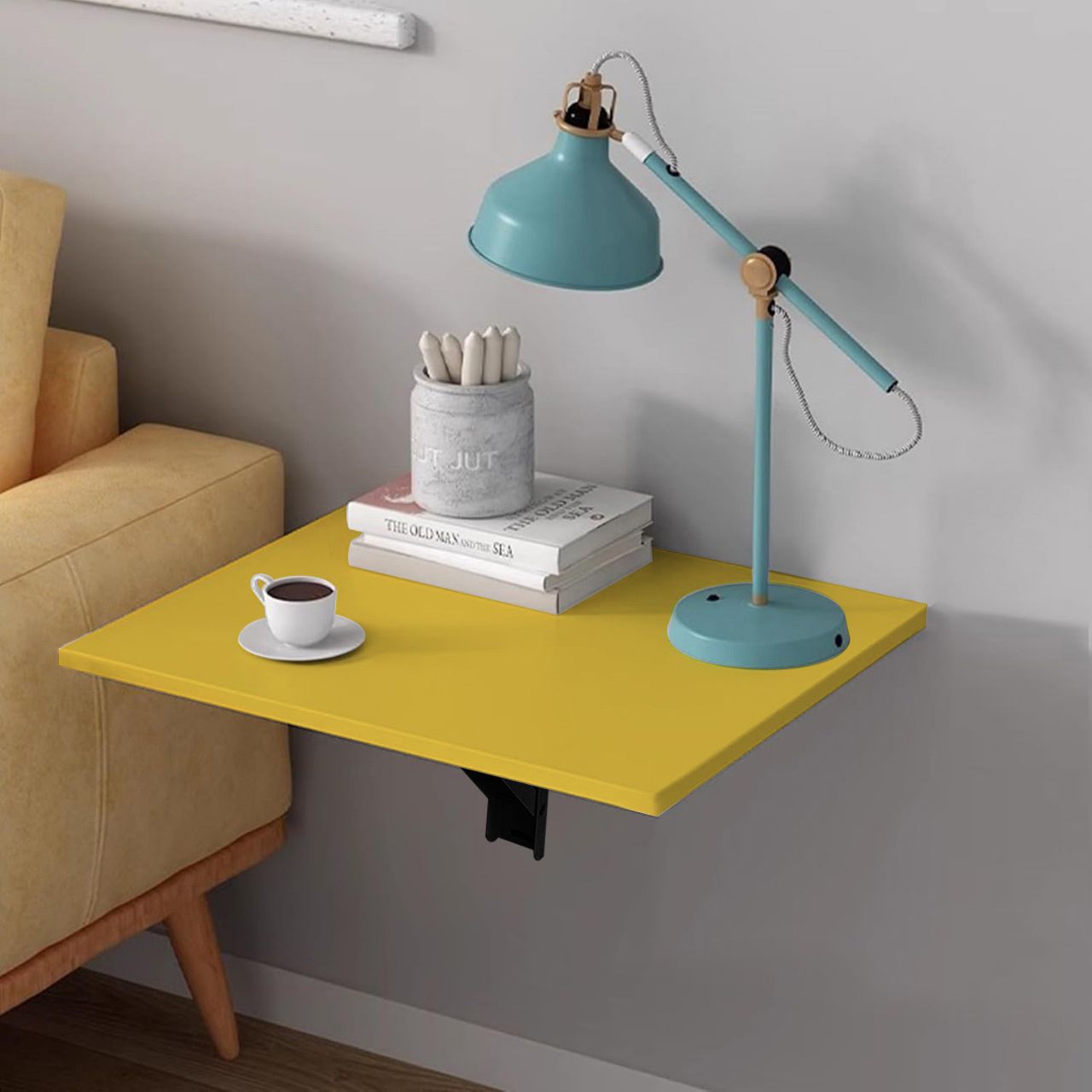Wooden Wall Mounted Folding Coffee and Tea Table & Bed Side Table and Study Engineered Wood Multipurpose Table-image-4