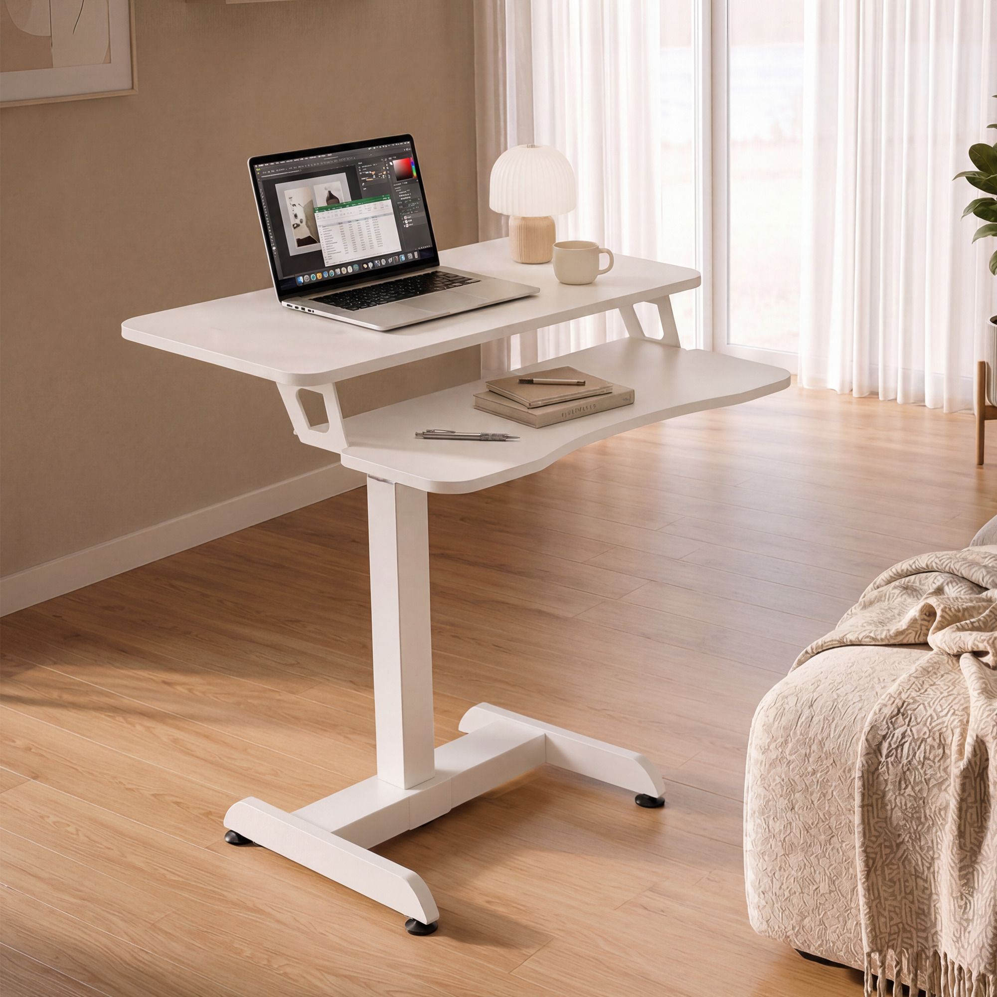 green soul Ascend Height Adjustable Table for Office & Home, Ergonomic Two Tier Desk Engineered Wood Multipurpose Table-picture-22