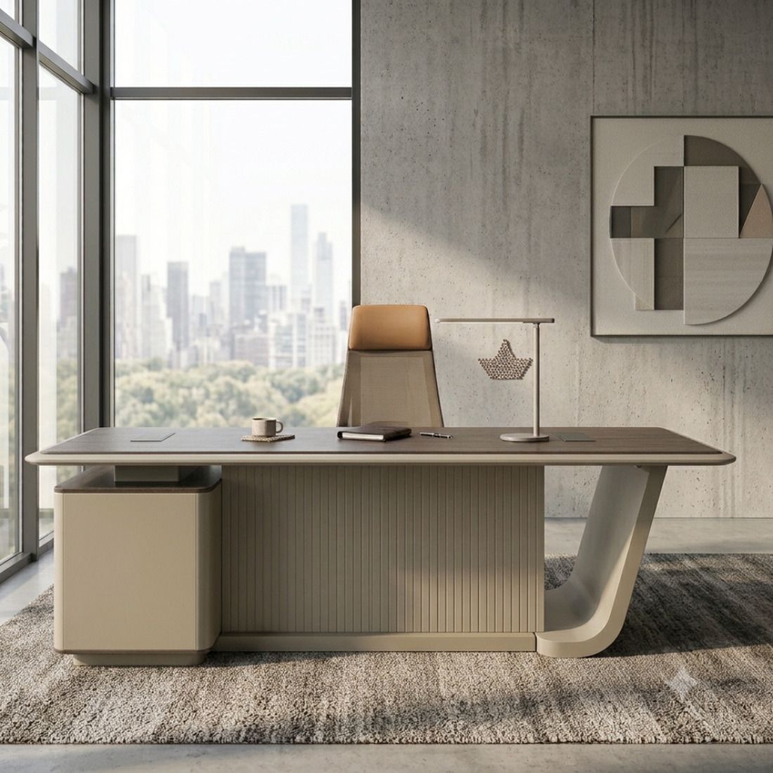 Aura Executive Desk Set Engineered Wood Office Table-image-44