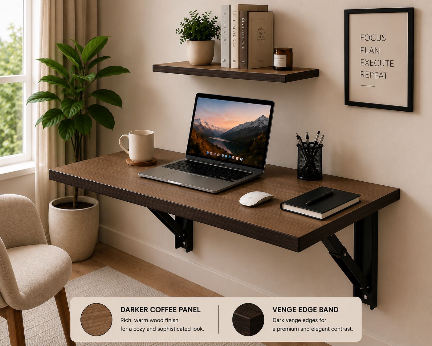 malbro Wall Mounted Foldable Study Table 80x40 cm Wooden Space Saving Work Desk Engineered Wood Study Table-picture-45