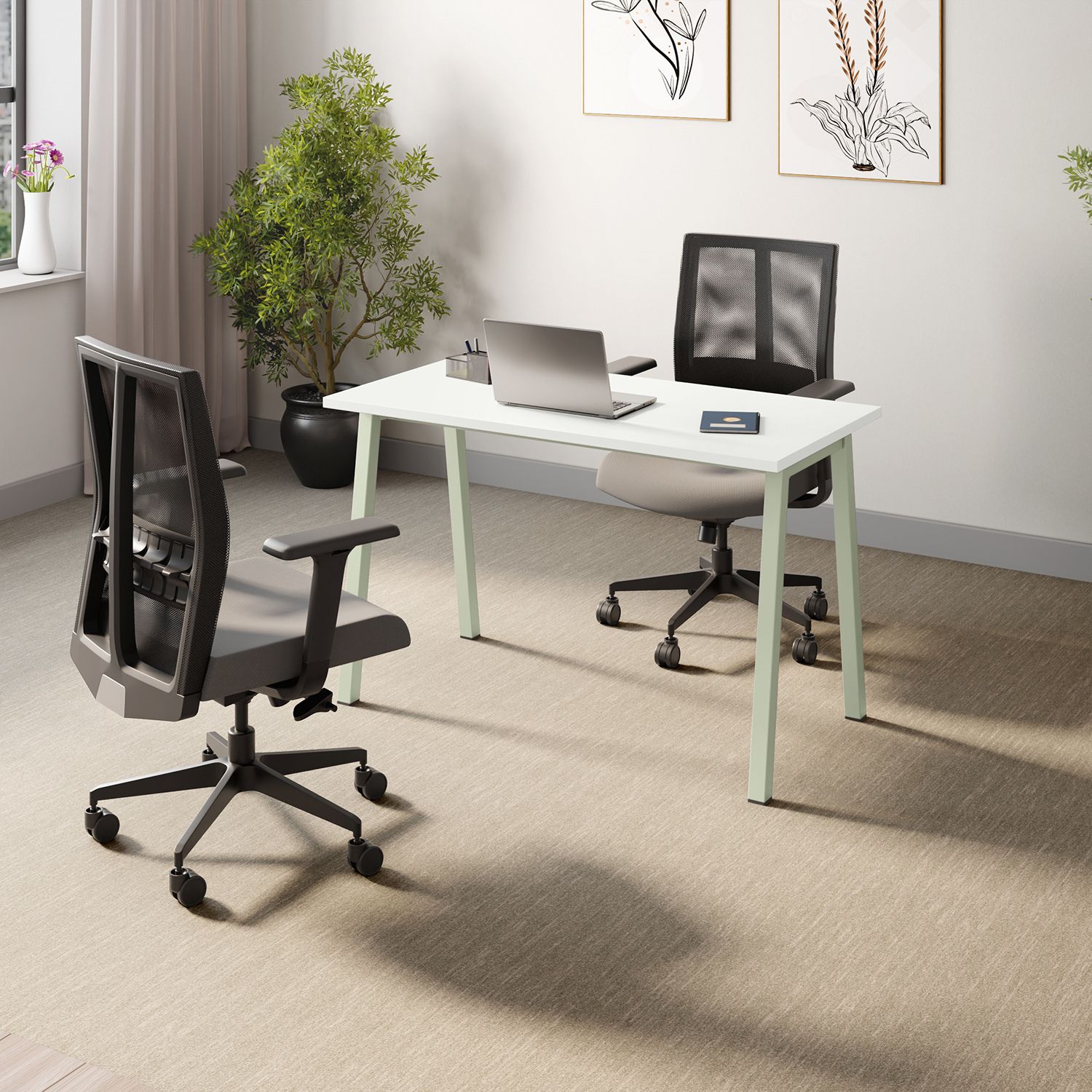 Flow Single Engineered Wood Office Table-image-23