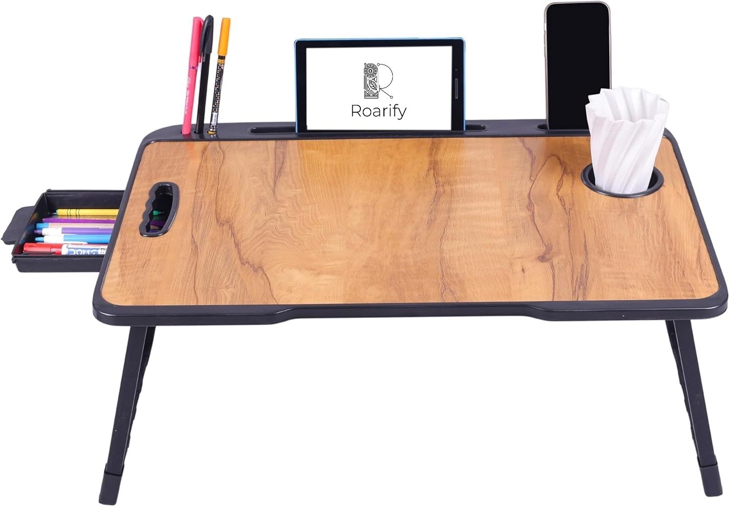 Premium Wooden Portable Study Table & Laptop Desk for Kids & Adults (Brown) Solid Wood Study Table-image-12