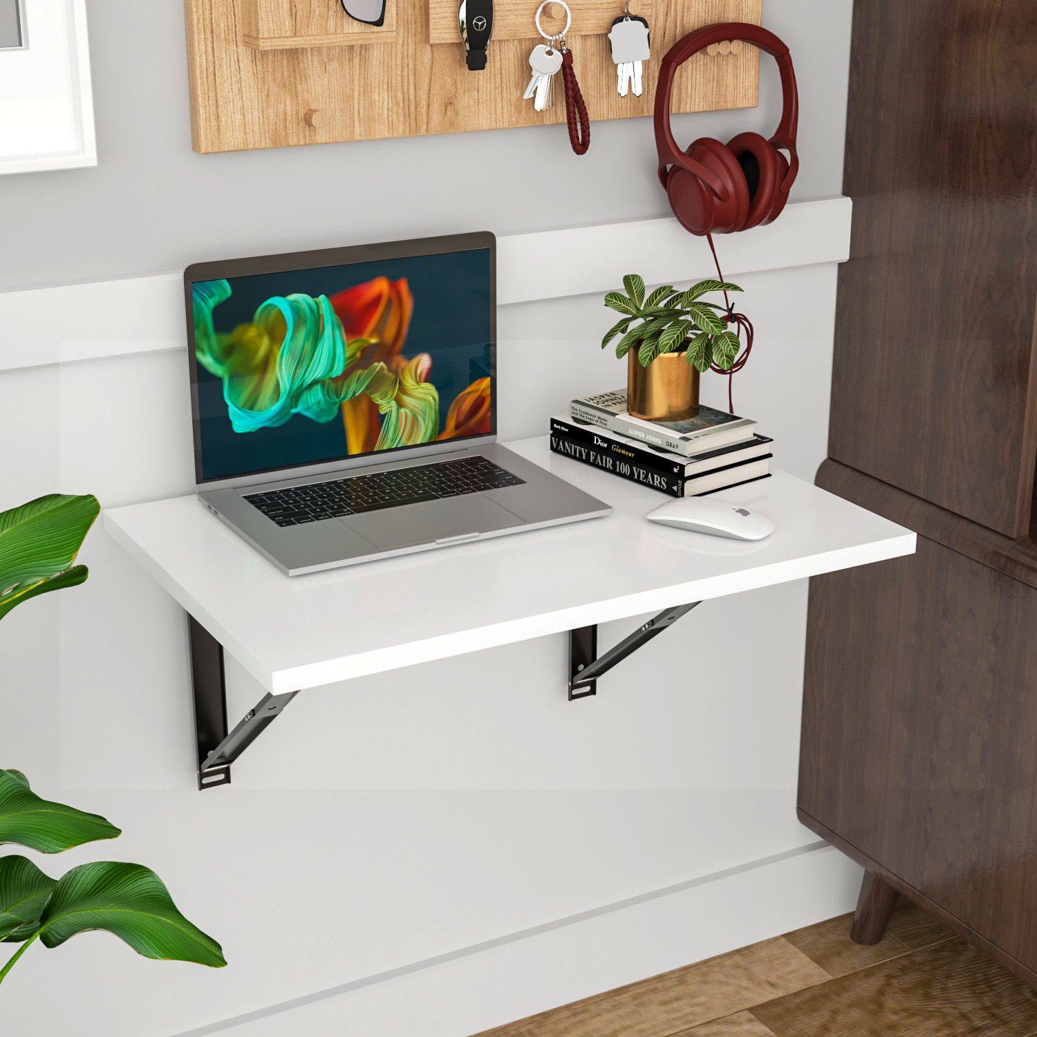 Wall Mounted Folding Kitchen and Computer Table, Wooden Study, Utility Table Wood Portable Laptop Table