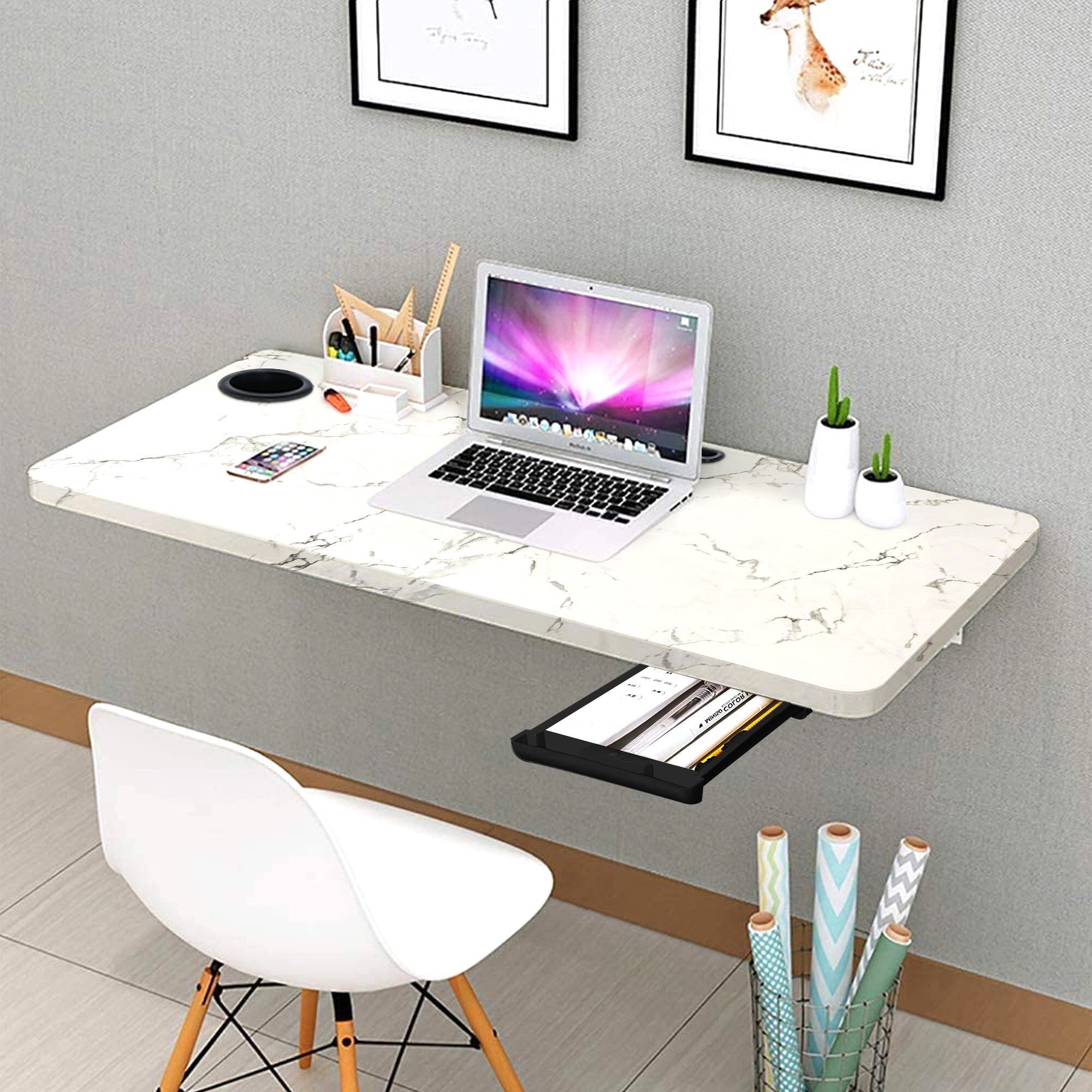 Torche 18x 31.5 inches Wall Mounted Table Foldable | Wall Table | Foldable Solid Wood Study Table-image-30