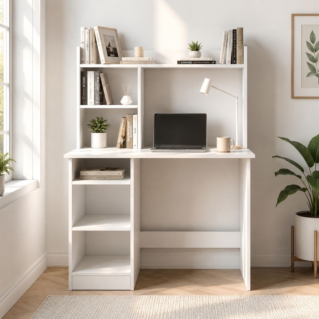 spyder craft Multipurpose Portable Study Desk with Hutch Storage & Shelves for Home Office Engineered Wood Study Table-picture-12