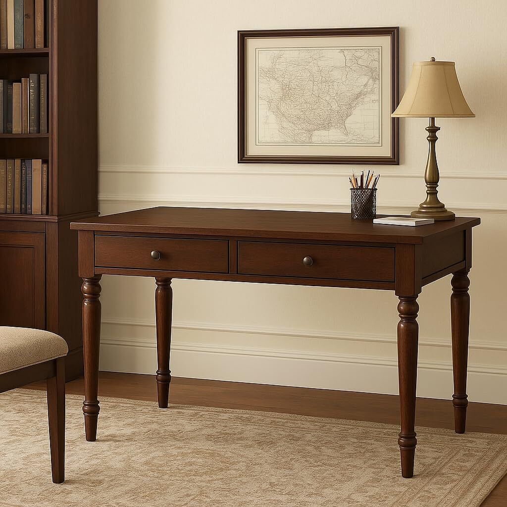 the lovely creation Sheesham Wood Study Desk with 2 Drawers Compact Writing Desk Solid Wood Office Table-picture-38