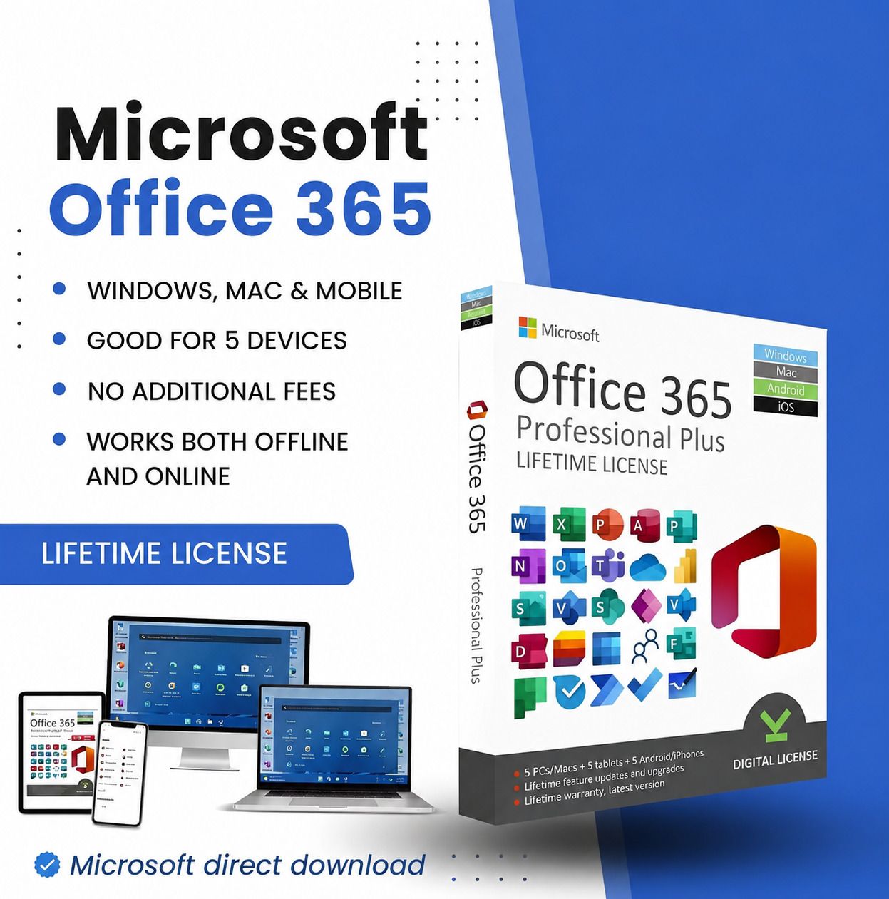 GDLUK Office 365 5 user & 100 GB Storage(PC-M@C-Android-IOS-Tablet)-image-16