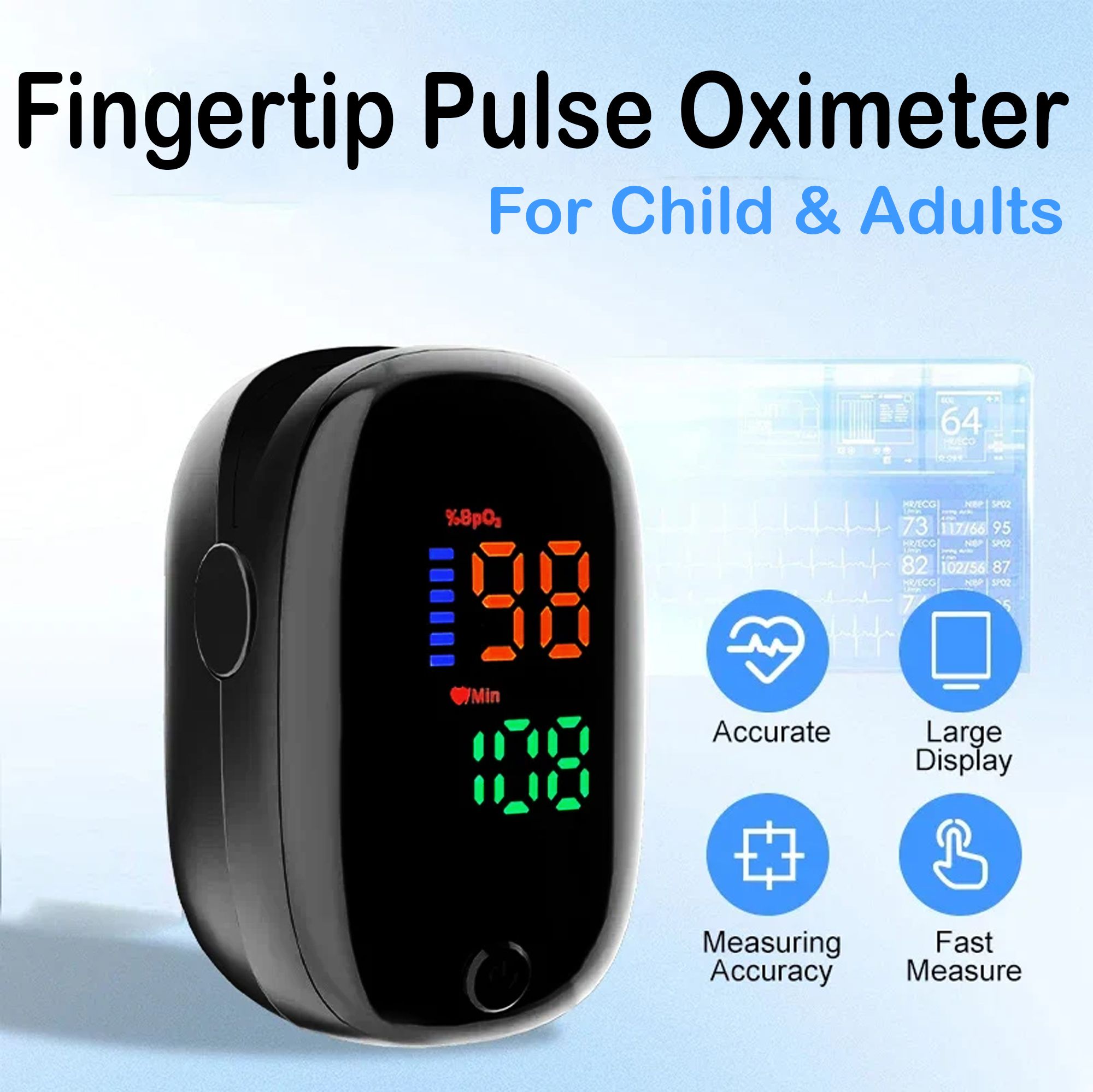 cool indians Digital Pulse Oximeter Measure SpO2 & Pulse Rate Instantly Pulse Oximeter(Black) Multi-Range Ohmmeter-picture-6