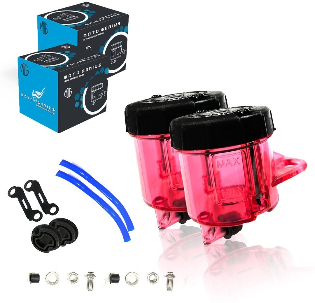 Front Brembo Brake Clutch Fluid Bottle Oil Reservoir Tank Cup (RED) 2QTY Oil Filler Cap