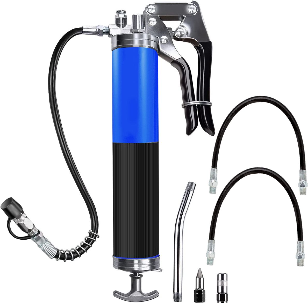 Grease Gun High Performance 4 Flexible Hoses Heavy Duty Pistol Grip Grease Gun Manual Sprayer-image-18