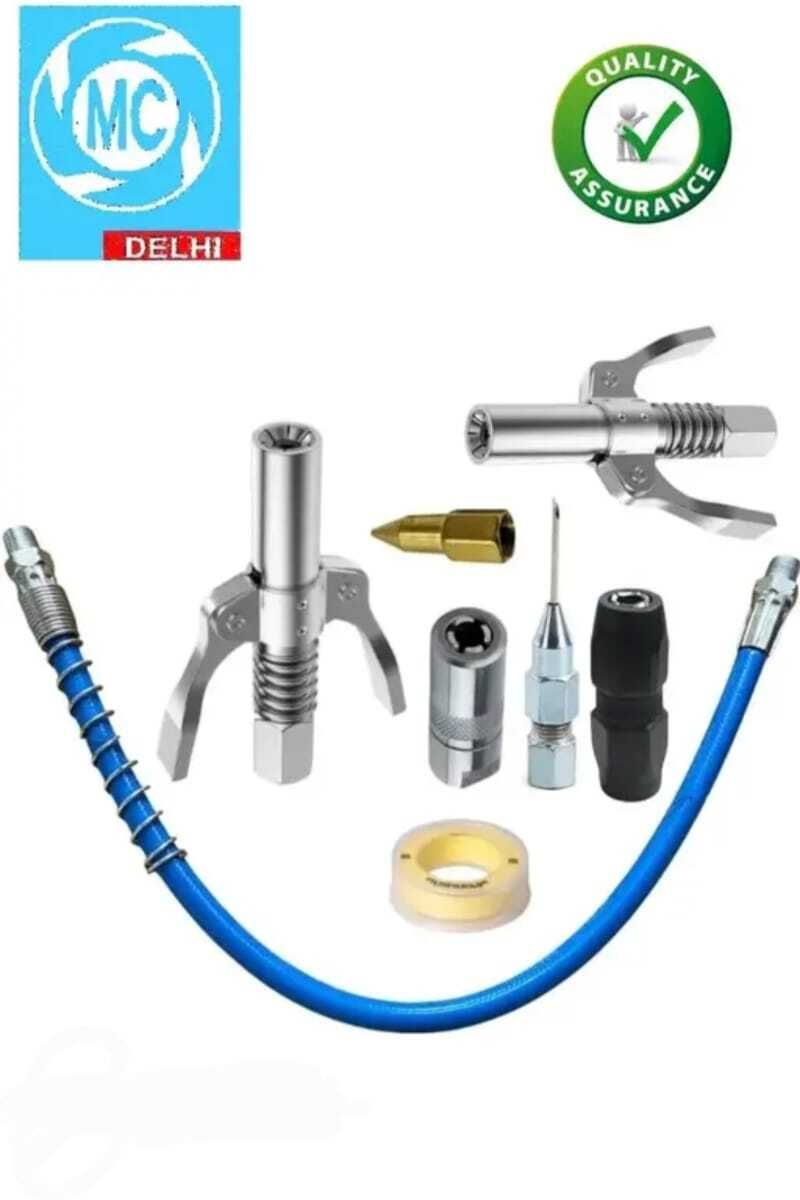 Grease Gun Coupler 2Pc With 4Pc Grease Gun Adaptor, 1Pc Teflon Tap, 15inch Pipe Manual Dispenser-image-28