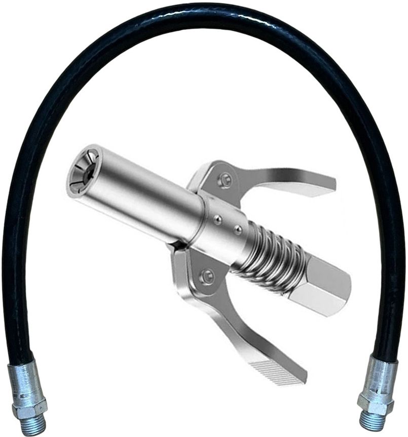 Grease Gun Coupler Quick Lock & Release With 12inch Flexible Black Pipe Manual Dispenser-image-21