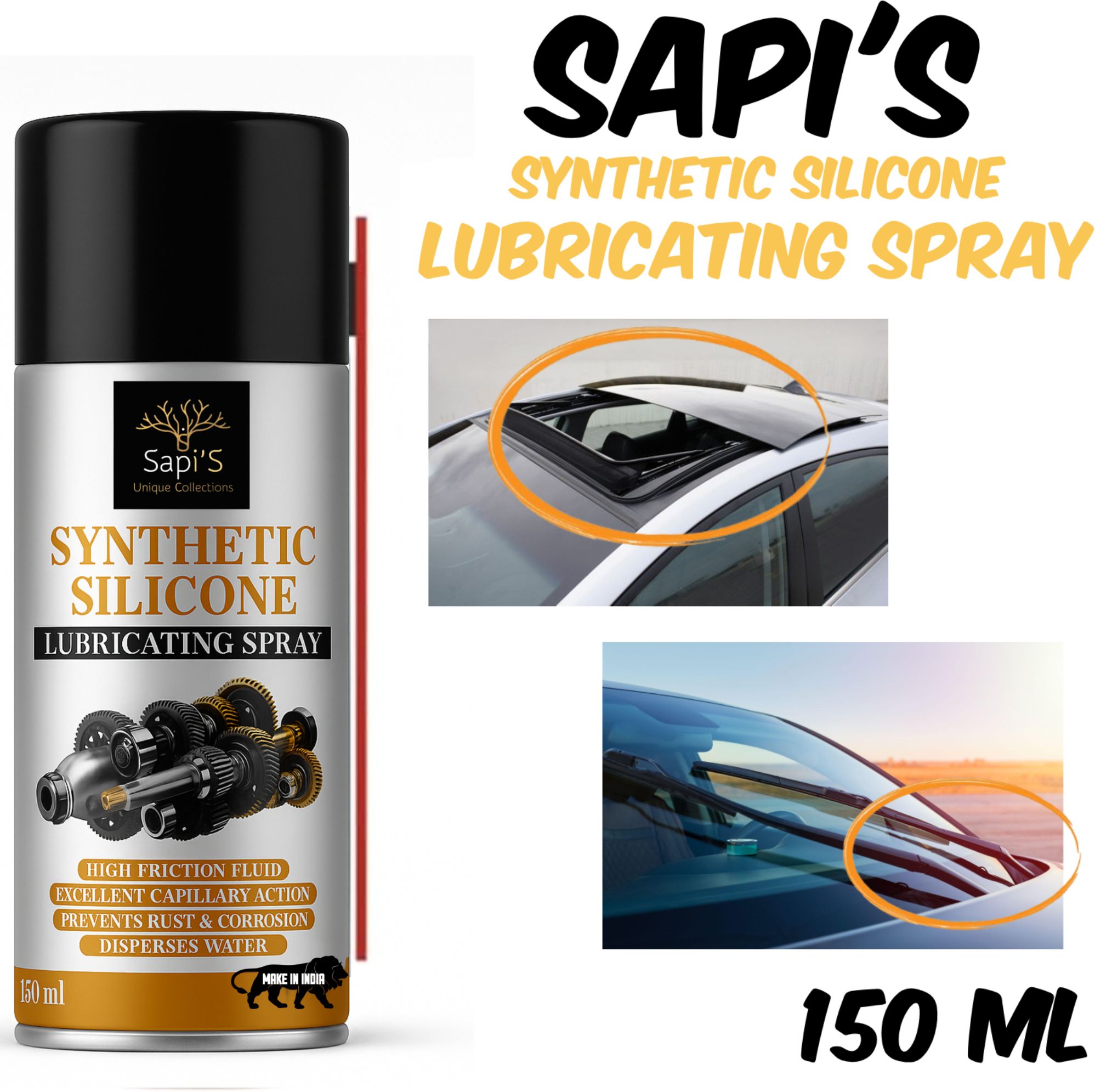 sapi's Multipurpose Synthetic Silicone Lube 150ml Multipurpose Lubricant Spray for Home and Car Chain Oil-picture-28