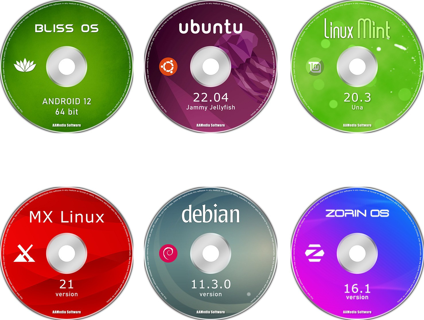 TekyMeky Top 6 Linux OS on 6DVDs, Ubuntu, ANDROID, Mint, ZORIN OS, Debian, MX Linux 64bit LATEST 64 image 1