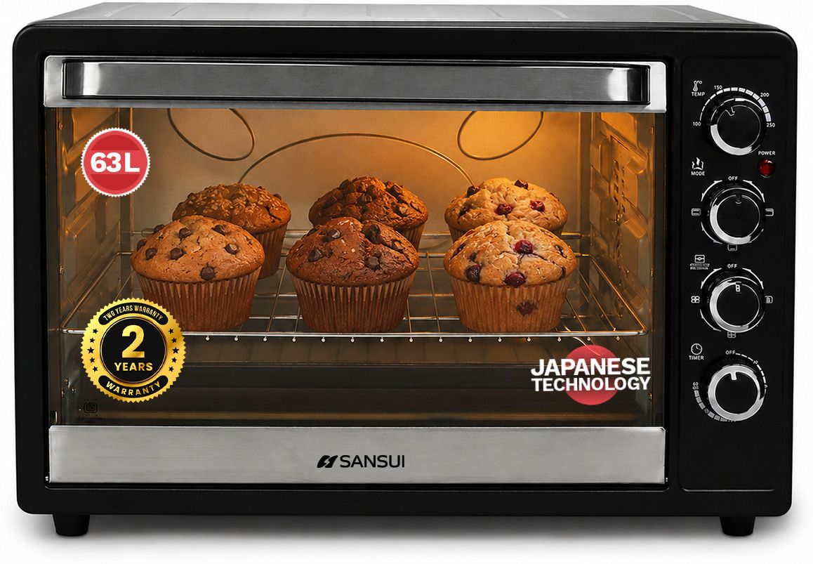 63-Litre 2200 Watt, Interior Light,Convention Fan, 5 Cooking Modes with Rottisserie Set Oven Toaster Grill OTG SNOT63RNTAB, Black-image-8