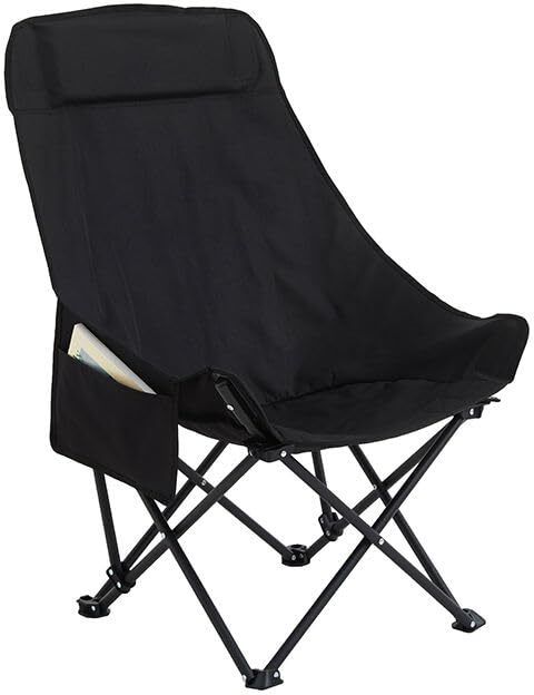 Foldable High-Back Moon Chair fo Outdoors | Heavy Duty Steel Frame (black) Foldable Poly Steel Inversion Chair-image-28