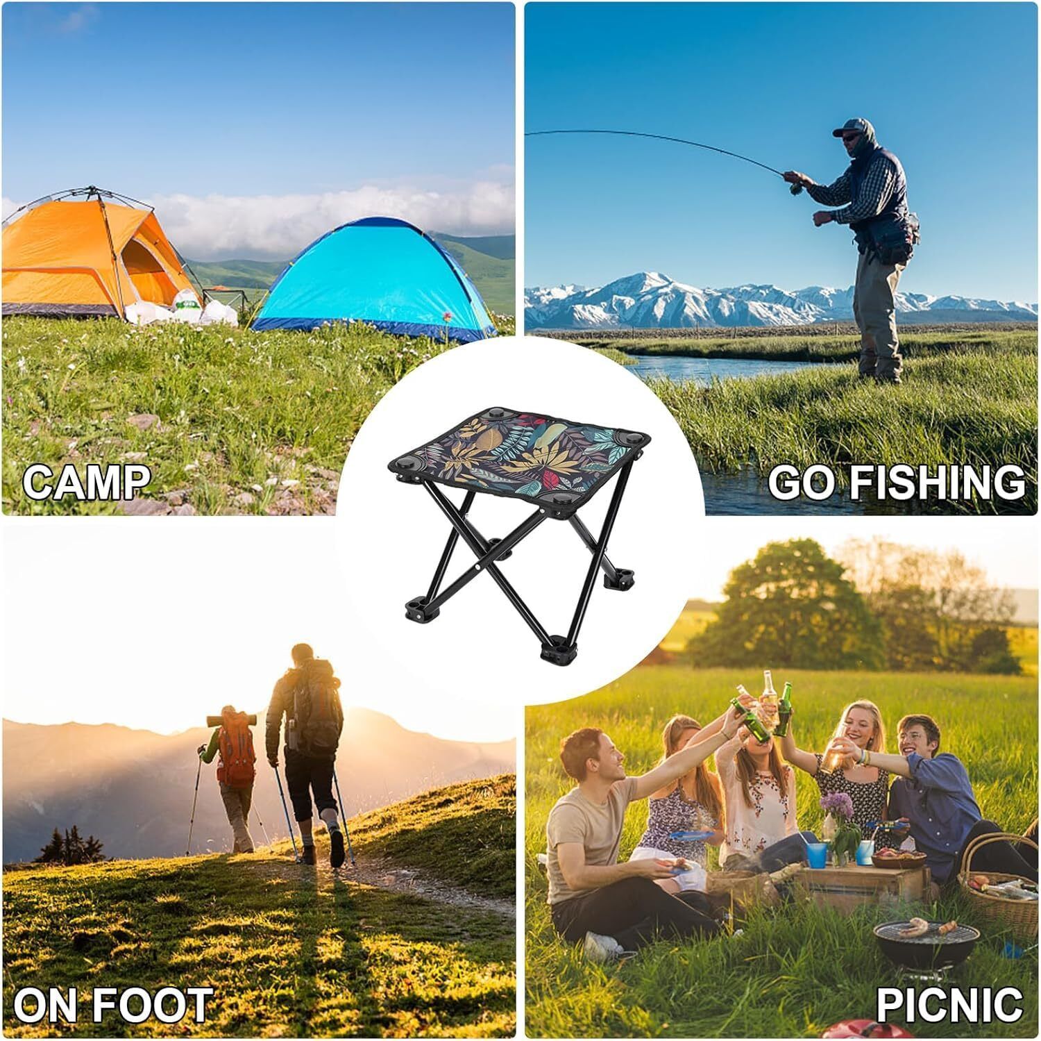 4-Leg Folding Camping Stool for Adults, Durable & Portable Foldable Steel Inversion Chair-image-15