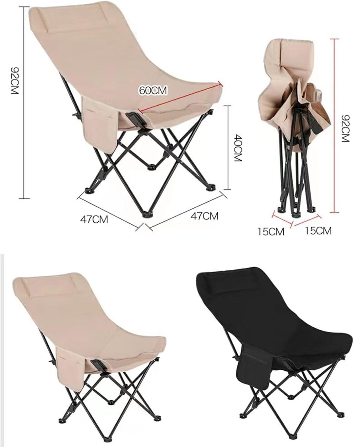 Folding Camping Chair Portable Fishing Beach Outdoor Collapsible Chair Foldable Steel, Polyester Inversion Chair-image-23