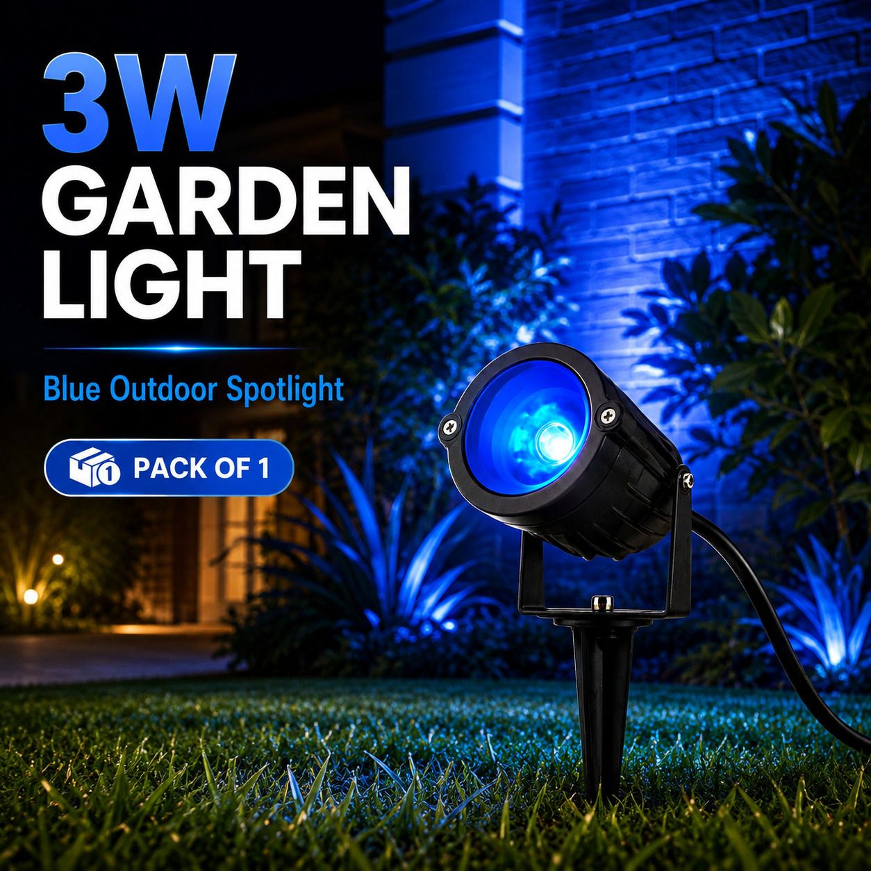 spark world 3W Blue LED Waterproof Spike Garden Light – Pack of 1 Post Light Outdoor Lamp-picture-32