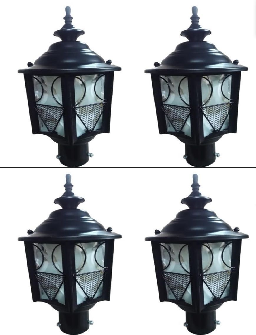 Black Vintage Outdoor Waterproof Gate Light for Pillar – Classic Design (Set of 4) Gate Light Outdoor Lamp-image-2