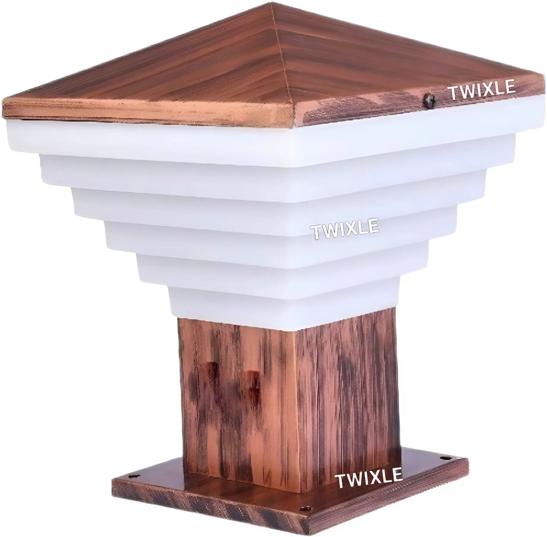 Modern LED Outdoor Gate Light | Waterproof Pillar Lamp for Garden, Boundary Wall & Entrance | Bulb Included | Wood | Pack of 1 Gate Light Outdoor Lamp-image-46