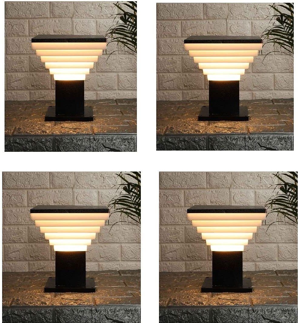 MODERN BLACK GATE LIGHTS FOR HOME DECOR WATERPROOF(WITHOUT BULB) (PACK OF 4) Gate Light Outdoor Lamp-image-15