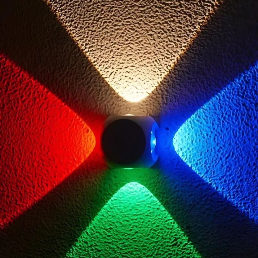 4 Way LED Indoor & Outdoor Lamp Up/Down Right/Left Elevation Light Rustproof & Waterproof Aluminum Body Black (Multi Color) Post Light Outdoor Lamp