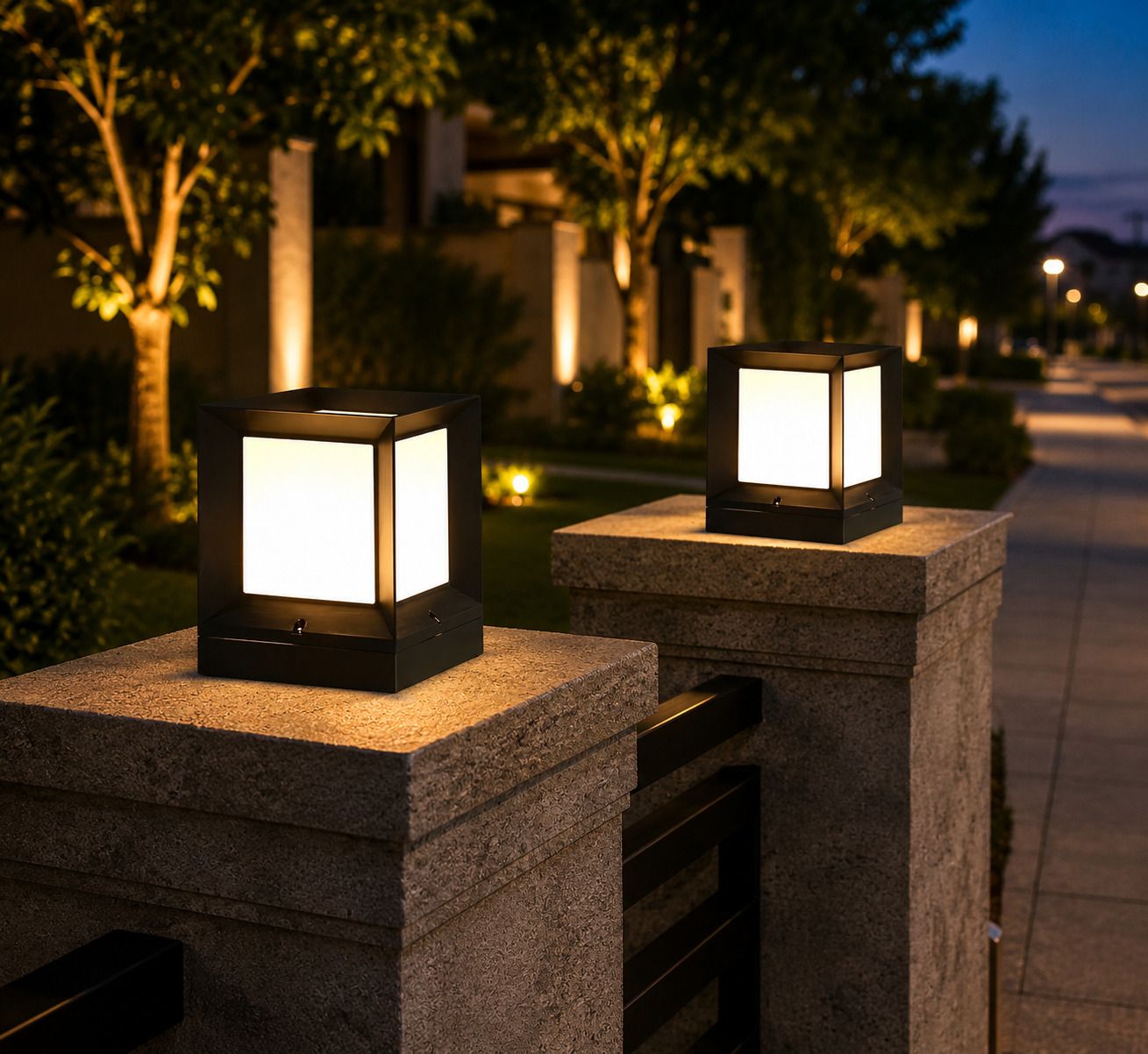Cube Shape Outdoor Waterproof Elegant Design Gate Light Energy Efficient Decorative Exterior Fixture for Garden Pillars, Entry Gates, Porch, Driveway and Fence Posts (without Bulb, 2, Pack) Gate Light Outdoor Lamp-image-42