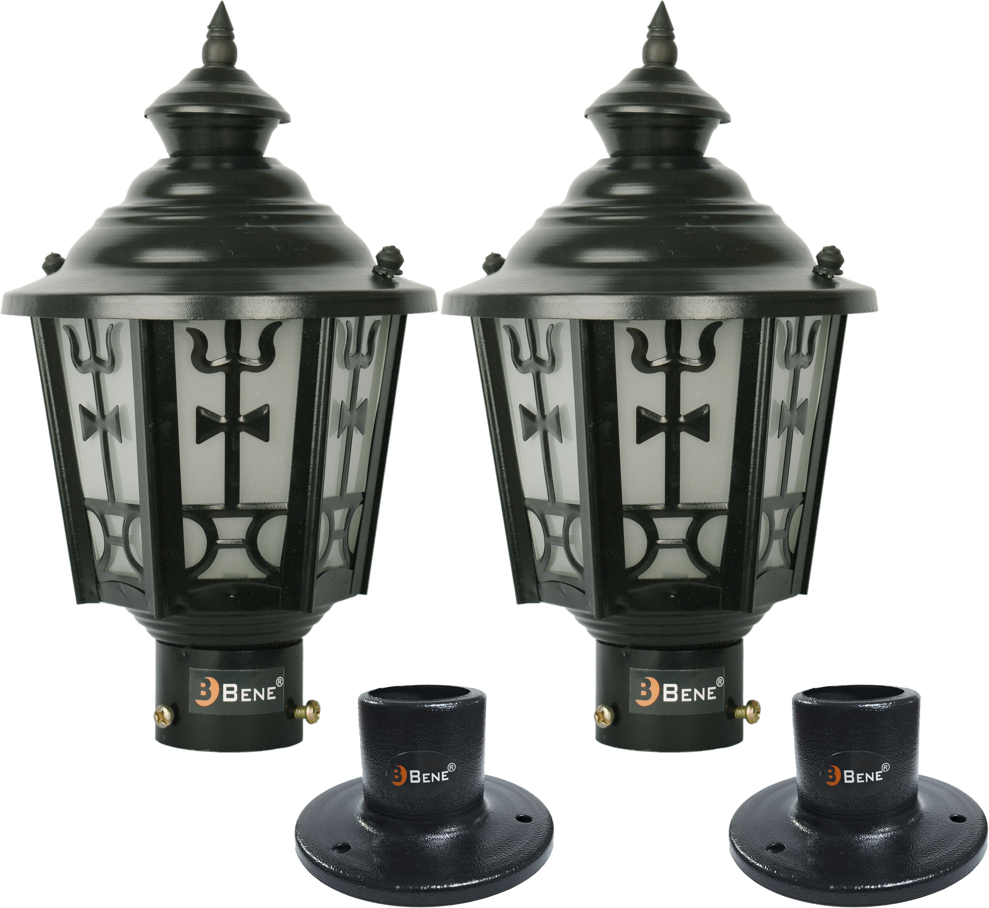 Garden Light Ohio 18 cm with Base Stand (Black, Pack of 2 Pc) Gate Light Outdoor Lamp-image-46