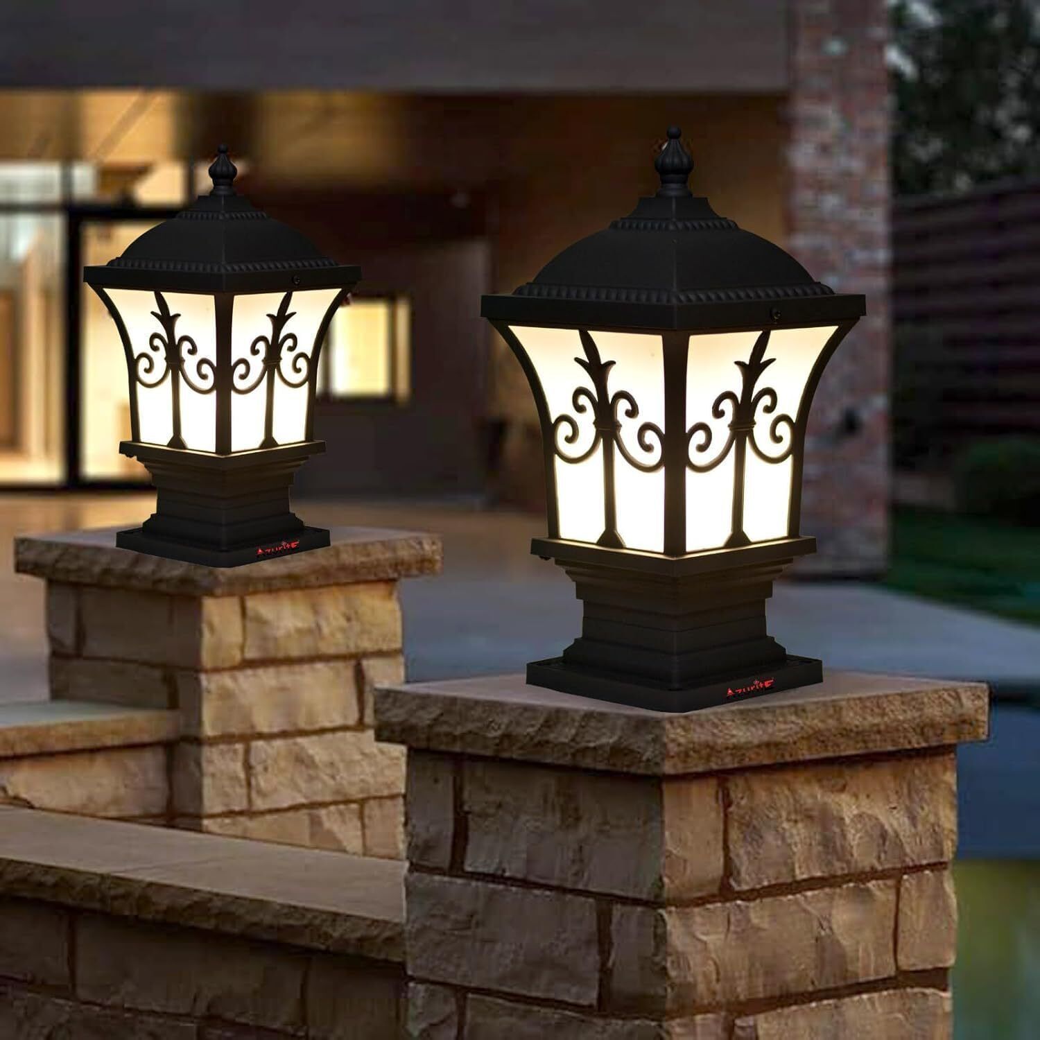 Black Modern Pillar Lamp for Main Gate, Boundary Wall, Garden (Bulbnot Incl.) (Pack of 2) Gate Light Outdoor Lamp-image-47