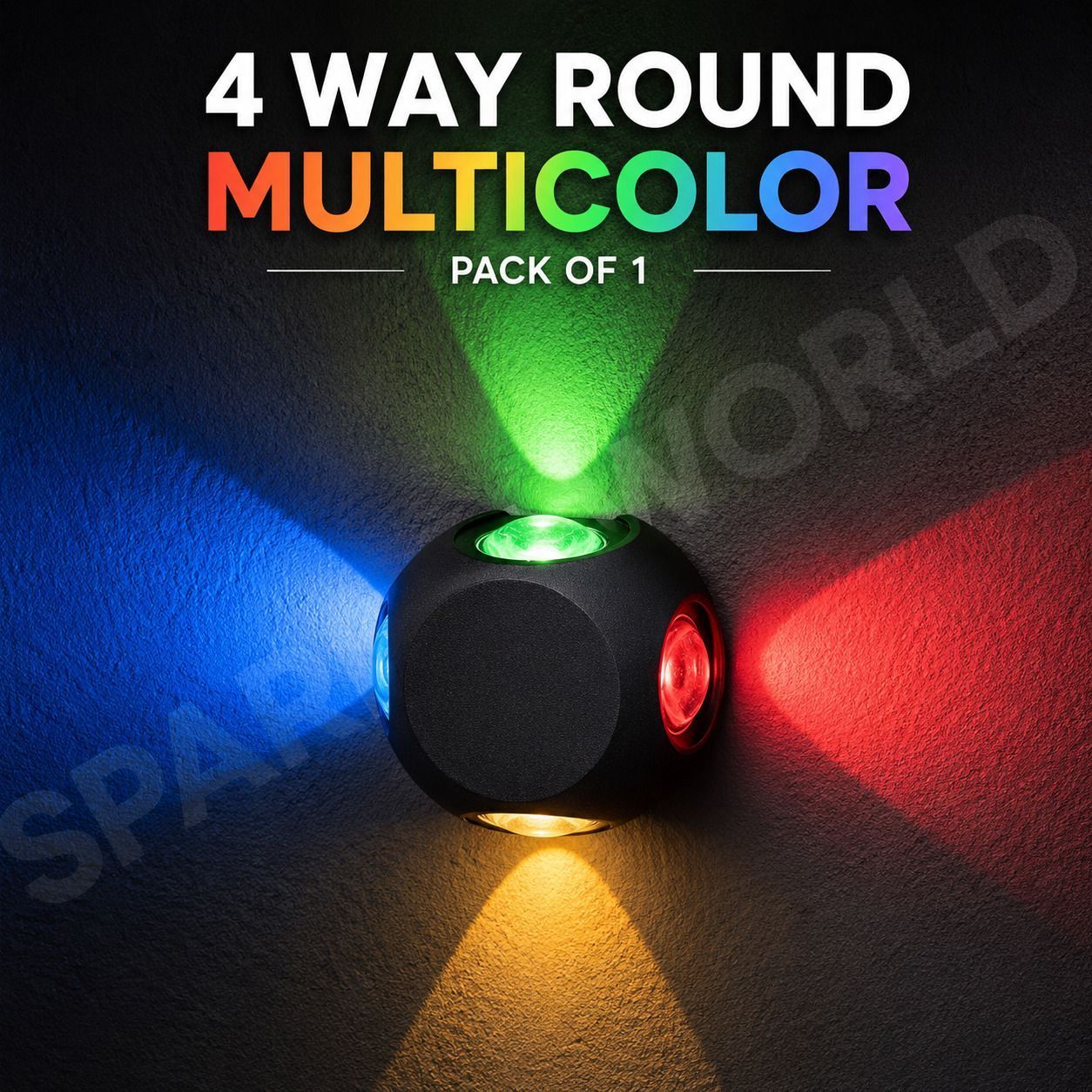 spark world 4-Way Round LED Light Multicolor, IP65 Waterproof & Shockproof for Indoor and Outdoor Use (Pack of 1) Gate Light Outdoor Lamp-picture-8