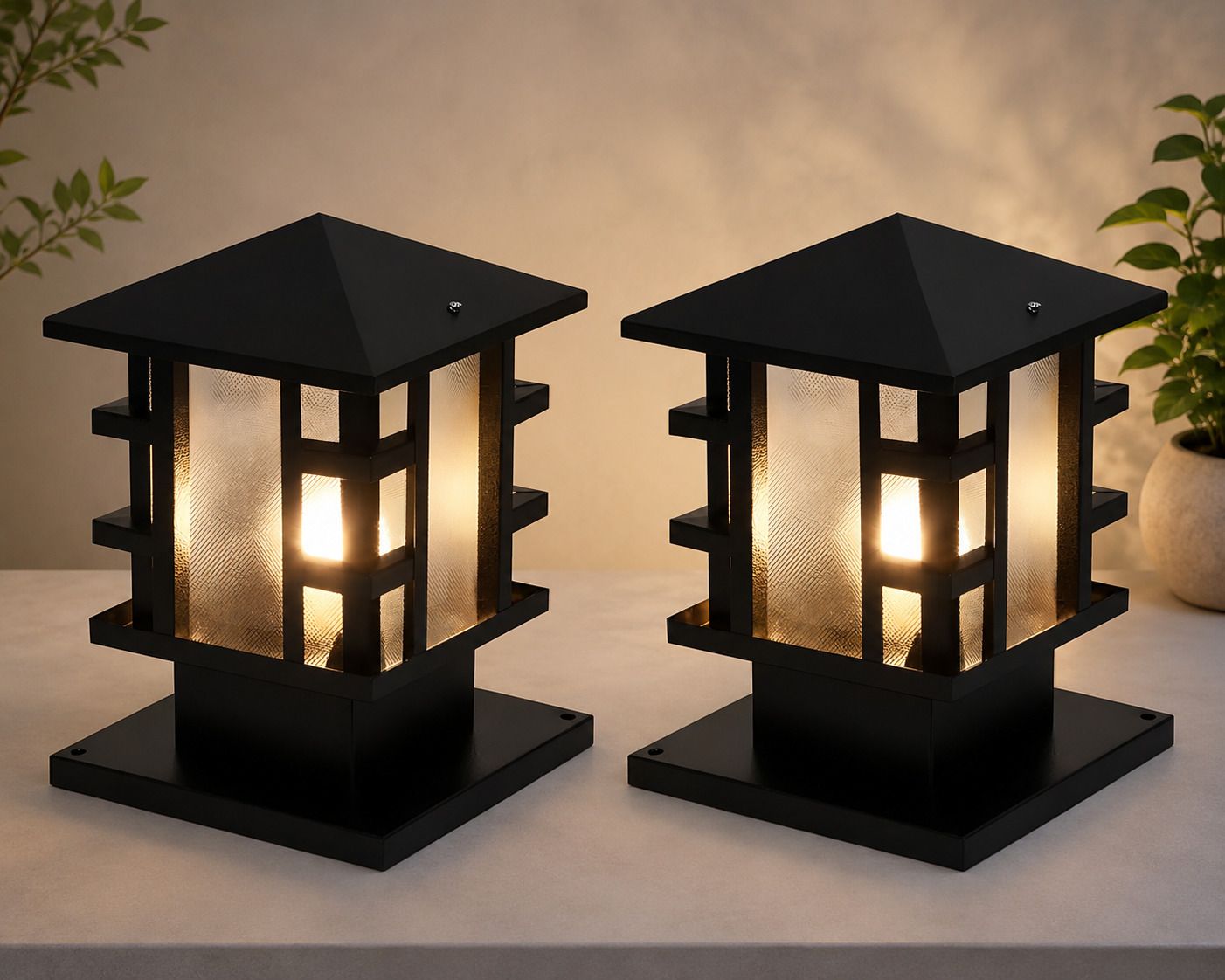 Black Metal Outdoor Waterproof Italian Design Gate Light Energy Efficient Decorative Exterior Fixture for Entry Gates, Garden Pillars, Porch, Boundaries, Driveway (With Bulb, 2, Pack) Gate Light Outdoor Lamp-image-44