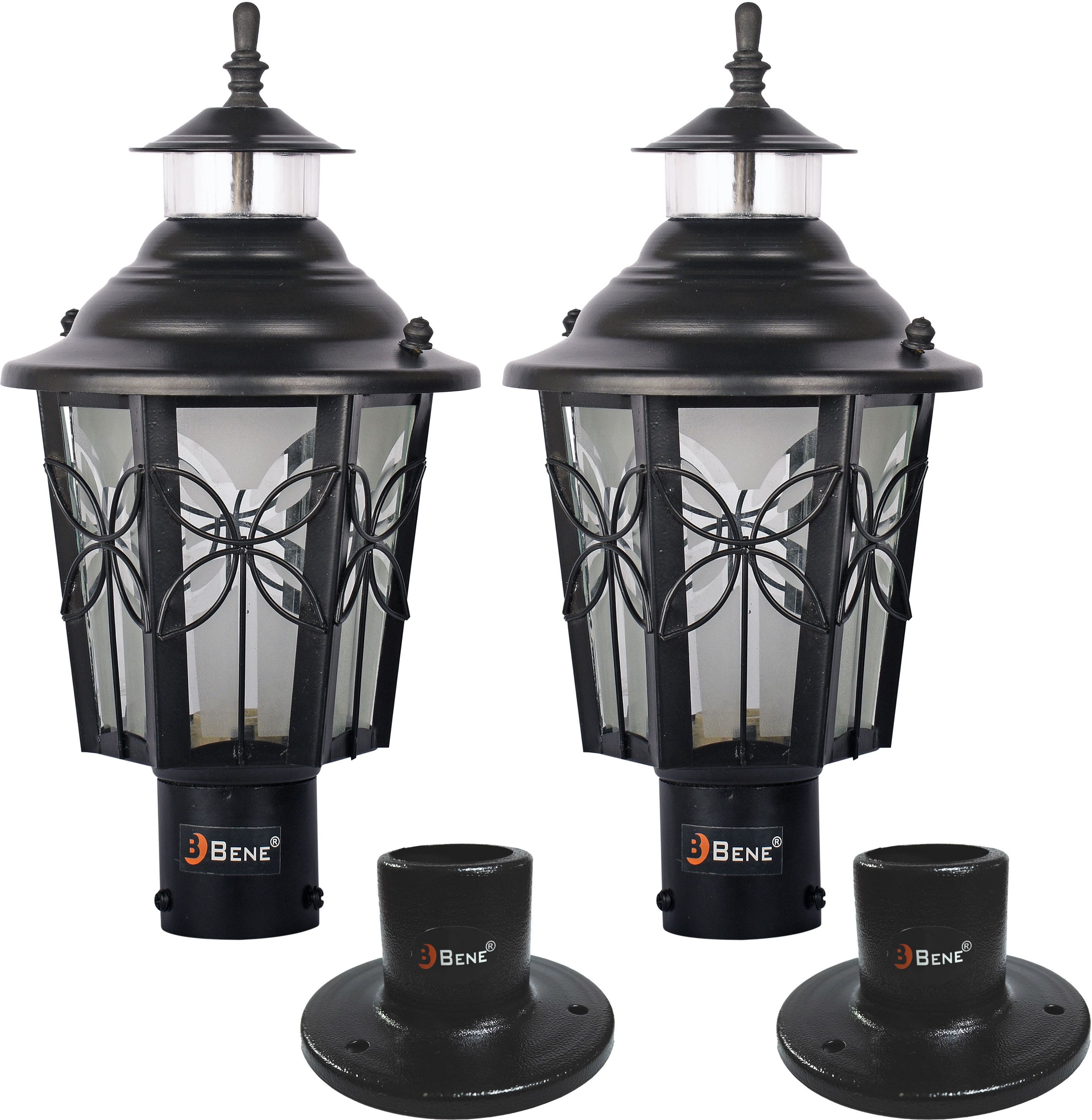Garden Light Lily 22 cm with Base Stand (Black, Pack of 2 Pc) Gate Light Outdoor Lamp-image-45