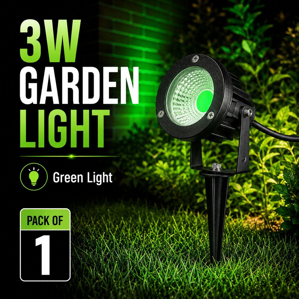 spark world 3W Green LED Waterproof Spike Garden Light – Pack of 1 Post Light Outdoor Lamp-picture-8