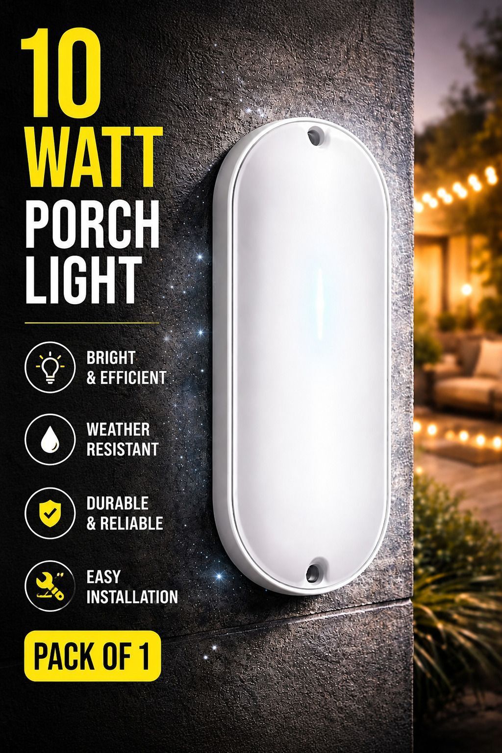 spark world Led Oval Shape Outdoor Indoor Bulkhead Waterproof IP54, 9 Watts Garden Outdoor Light Cool White Post Light Outdoor Lamp-picture-10