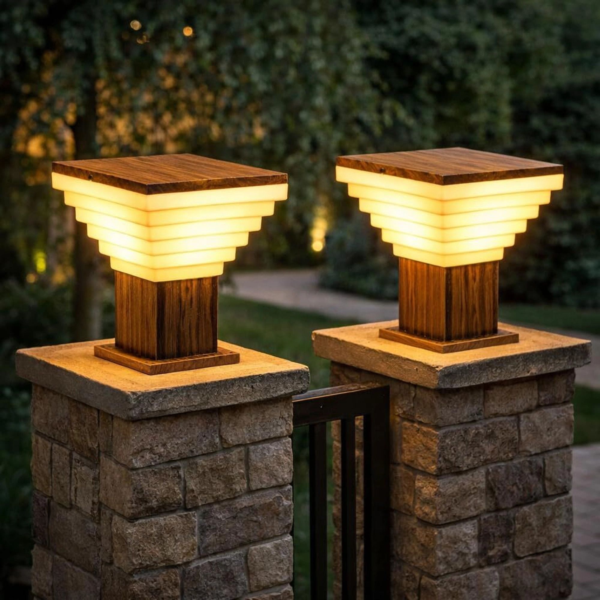 GL-Delux Modern Shape Garden Light, PACK OF 2 | Made of Metal and Plastic with Golden Antique Powder Coated for Rust Proof & Water Rasistant | Suitable for Gate Light, Garden Light, Pillar Light & Outdoor Light Gate Light Outdoor Lamp-image-38