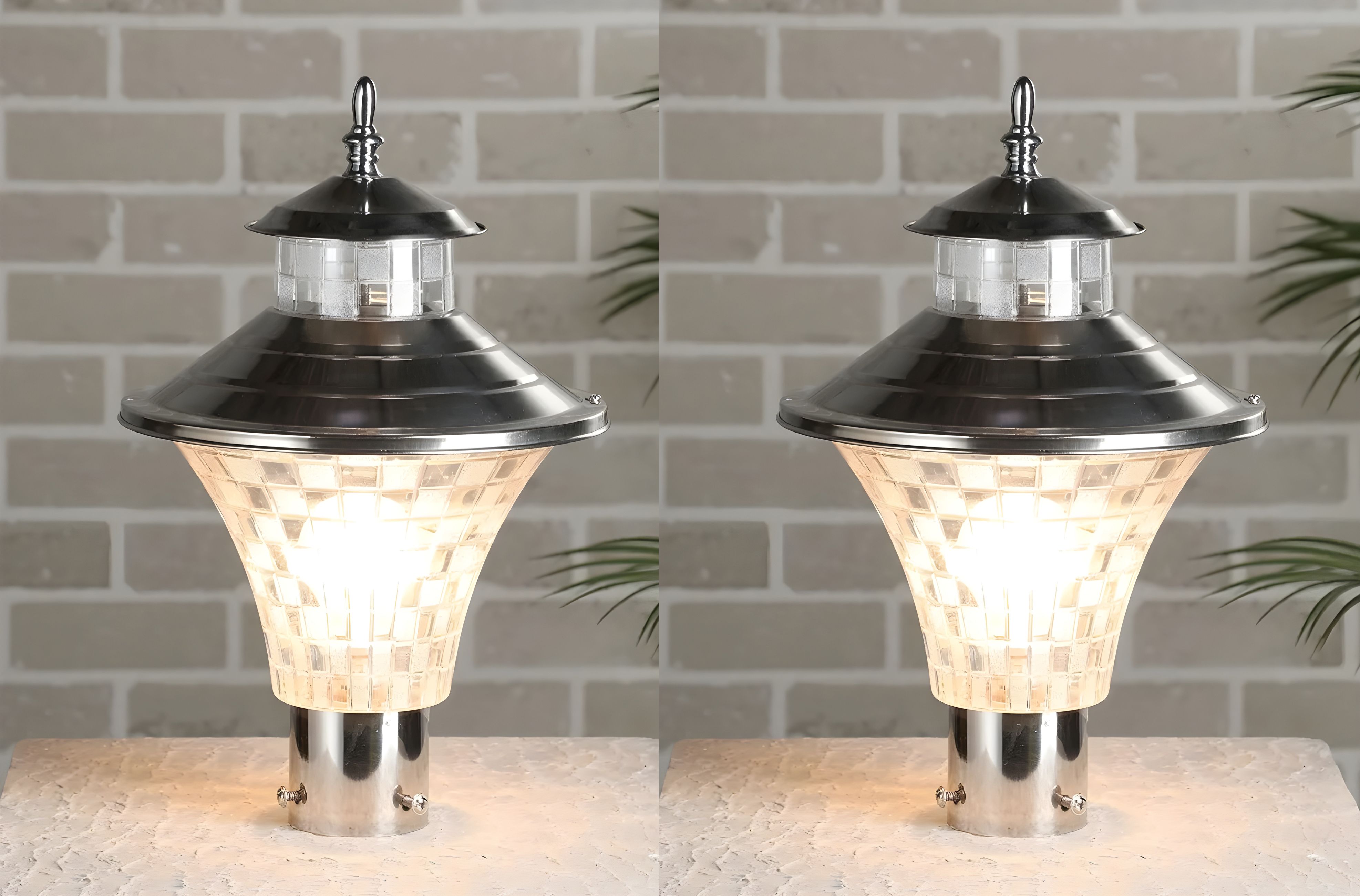 Steel and plastic Outdoor Waterproof Elegant Design Gate Light Energy Efficient Decorative Exterior Fixture for Garden Pillars, Entry Gates, Porch, Driveway and Fence Posts (WITH BULBS, 2, PACK) Gate Light Outdoor Lamp-image-42