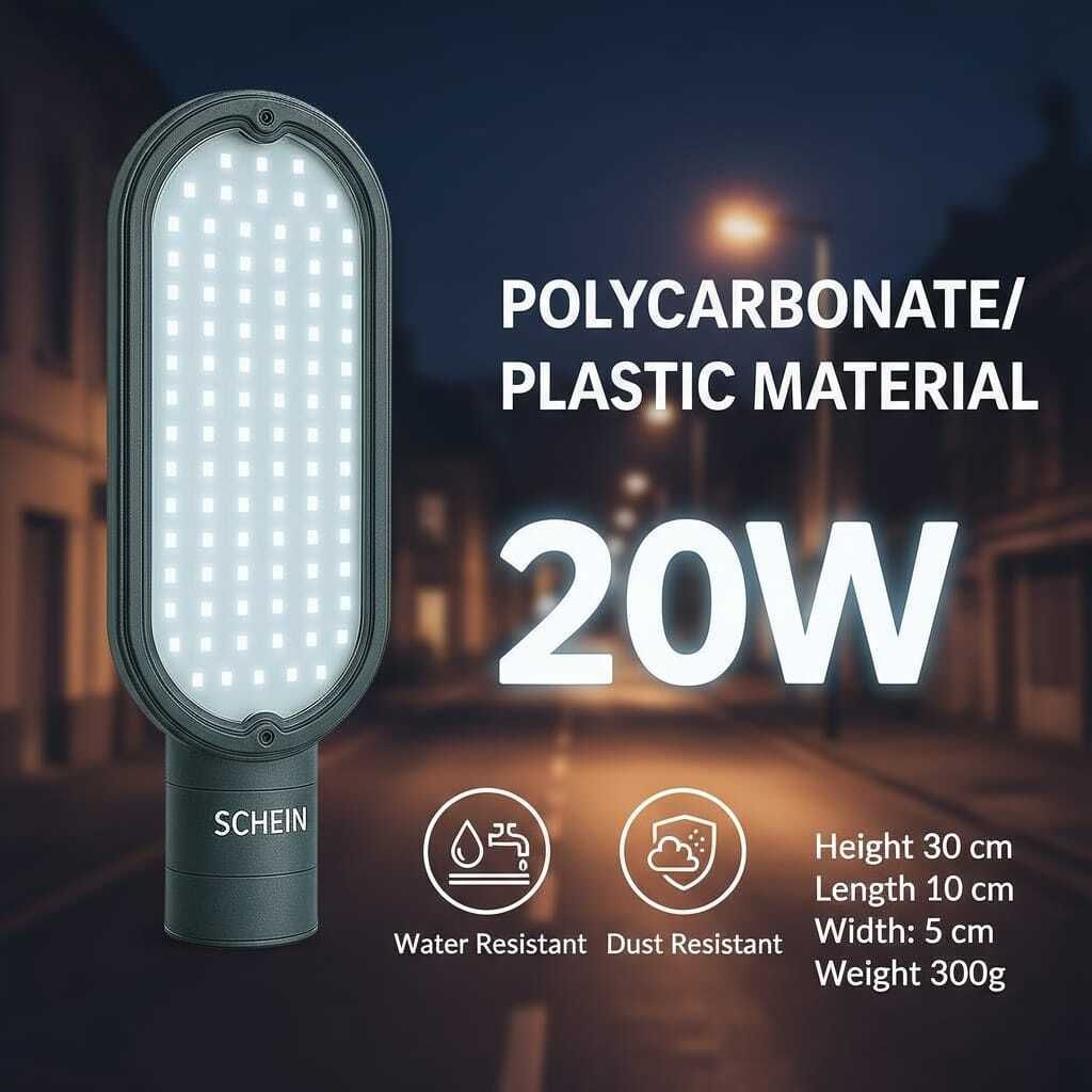 schein 20W Polycarbonate LED Street Light | PLUG & PLAY | Manual Control Operation | Bright, Energy Saving Outdoor Light | Long Life LED 50000HOURS | IP66 Waterproof & Dust Resistant | BIS & ISO Certified | Ideal for Streets, Farms & Parking Areas | Pack of 1 Street Light Outdoor Lamp-picture-19