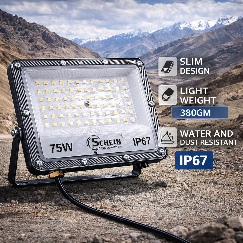 schein 75 Watt LED Flood Light | Aluminium Body | Outdoor Use | White Color | Slim Design | Light Weight | BIS Approved | Water and Dust Resistant | Pack of 1 Flood Light Outdoor Lamp-picture-45