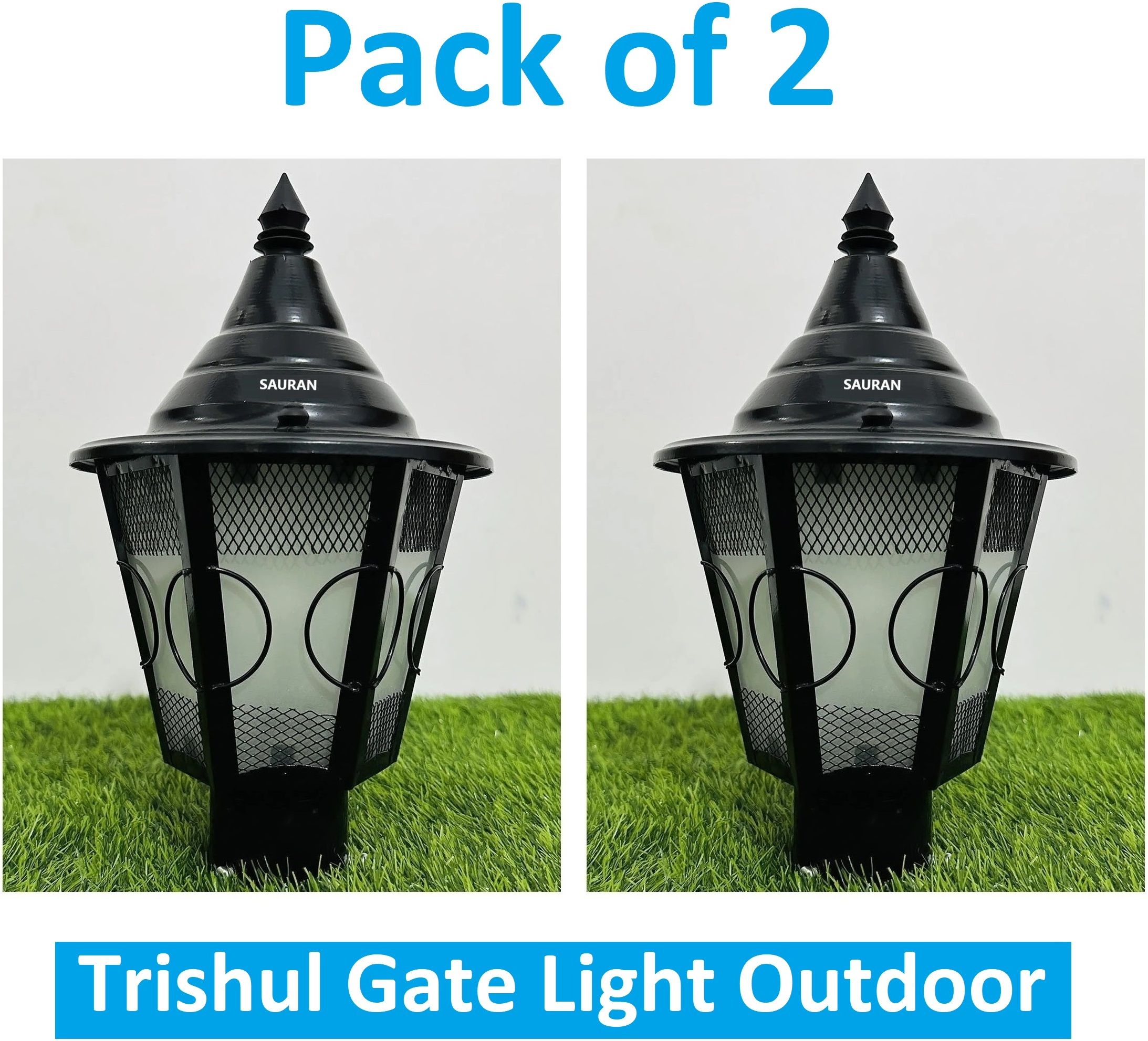sauran Pack of 2 Polycarbonate Trishul Outdoor Main Gate Light DL06 OMG38.2 Gate Light Outdoor Lamp-picture-9