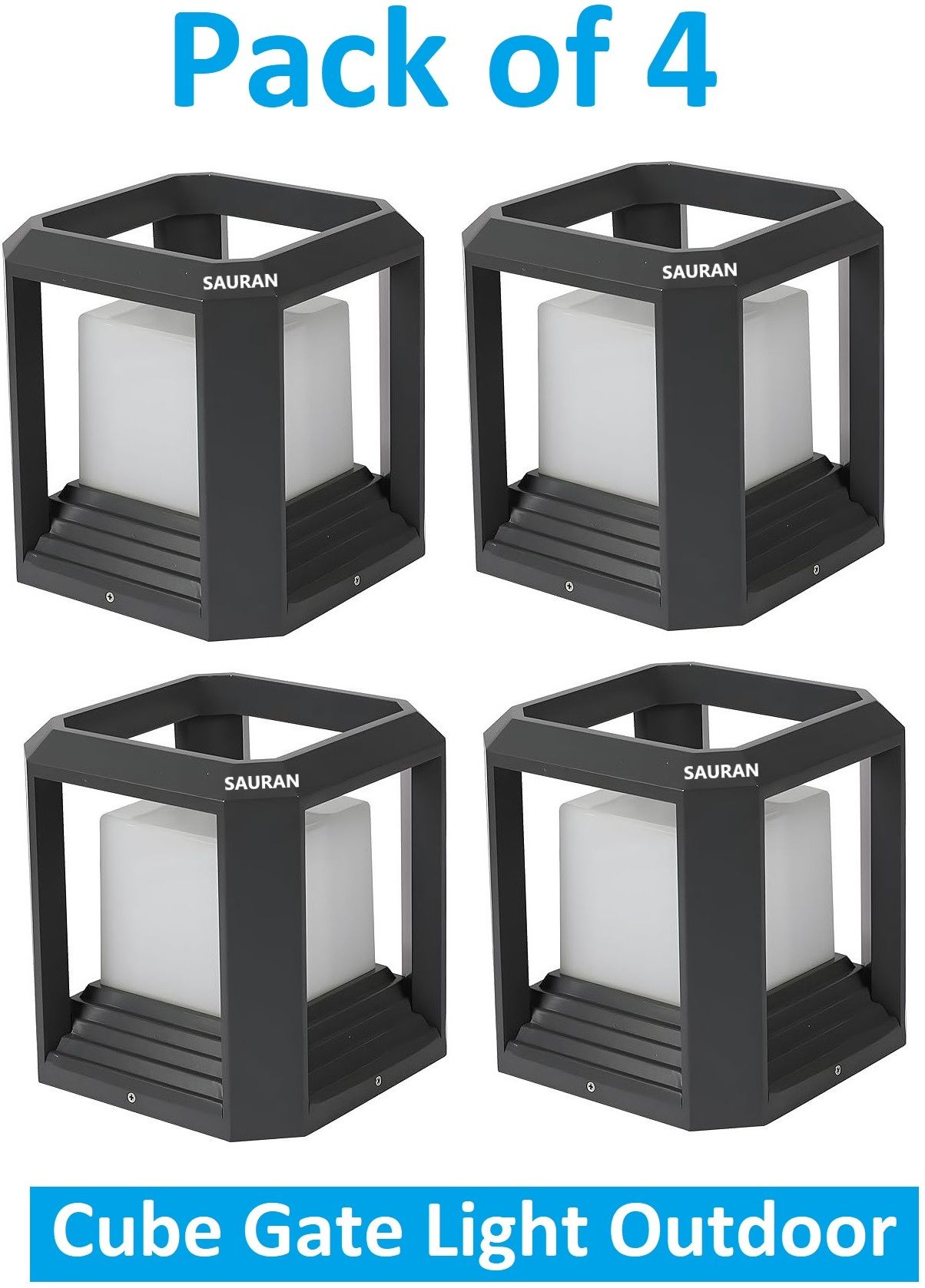 sauran Pack of 4 Polycarbonate Cube Outdoor Main Gate Light DL04 OMG34.3 Gate Light Outdoor Lamp-picture-12