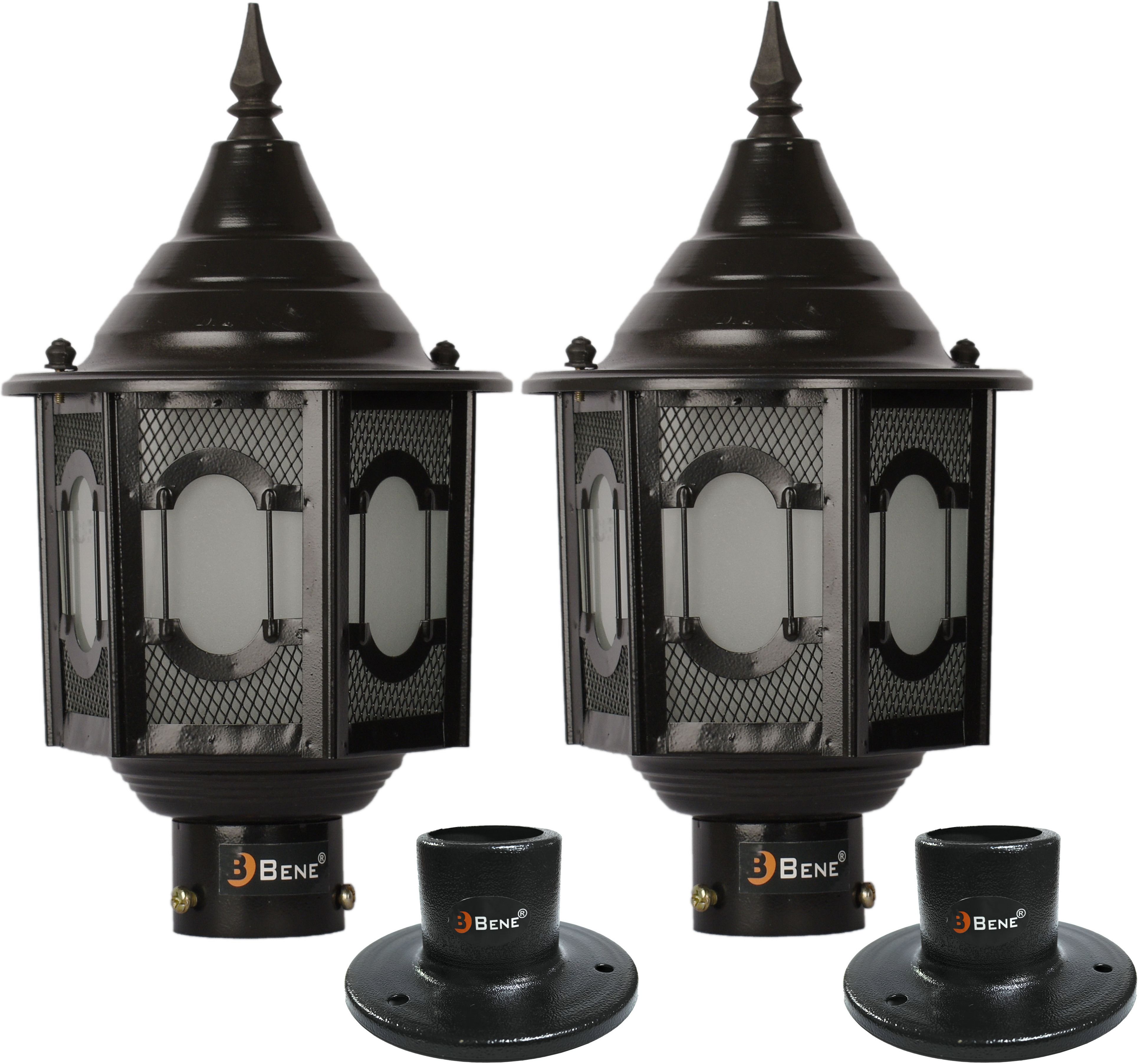 Garden Light Rome 18 cm with Base Stand (Black, Pack of 2 Pc) Gate Light Outdoor Lamp-image-45