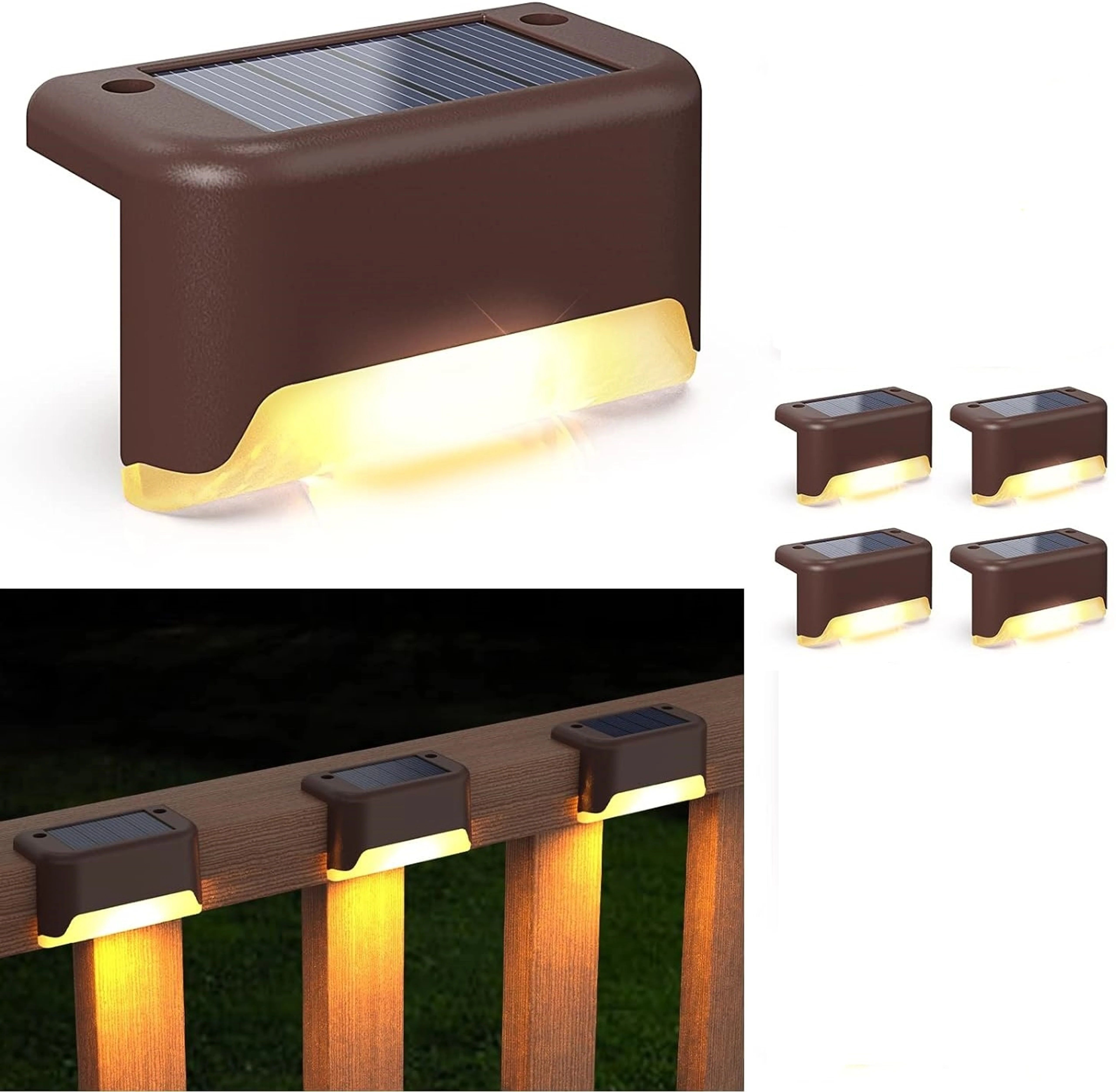 Solar Step Warm Yellow Lights, LED Solar Powered Deck Lights Waterproof Outdoor Gate Light Outdoor Lamp-image-35