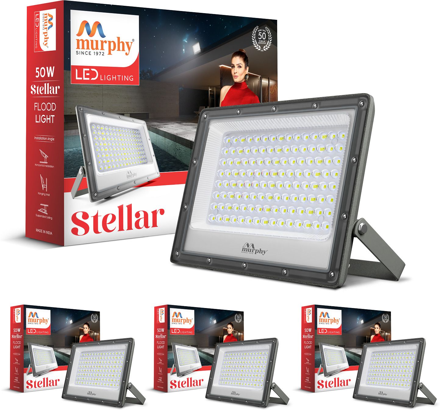murphy Steller LED 50W LED Flood Light, IP65 Rated Outdoor Light Pack of 4 (Cool White) Flood Light Outdoor Lamp-picture-22
