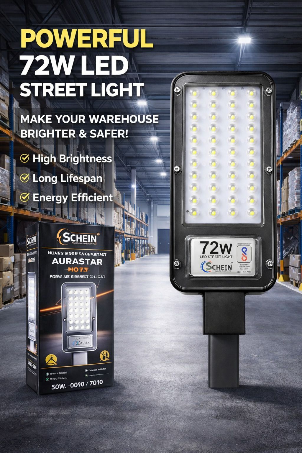 Aurastar 72W Energy Saving LED Street Light BIS Approved | Long Life LED Technology | Lightweight Plastic Rust-Free Body | Street Road Parking Campus Light | Pack of 1 Street Light Outdoor Lamp-image-15